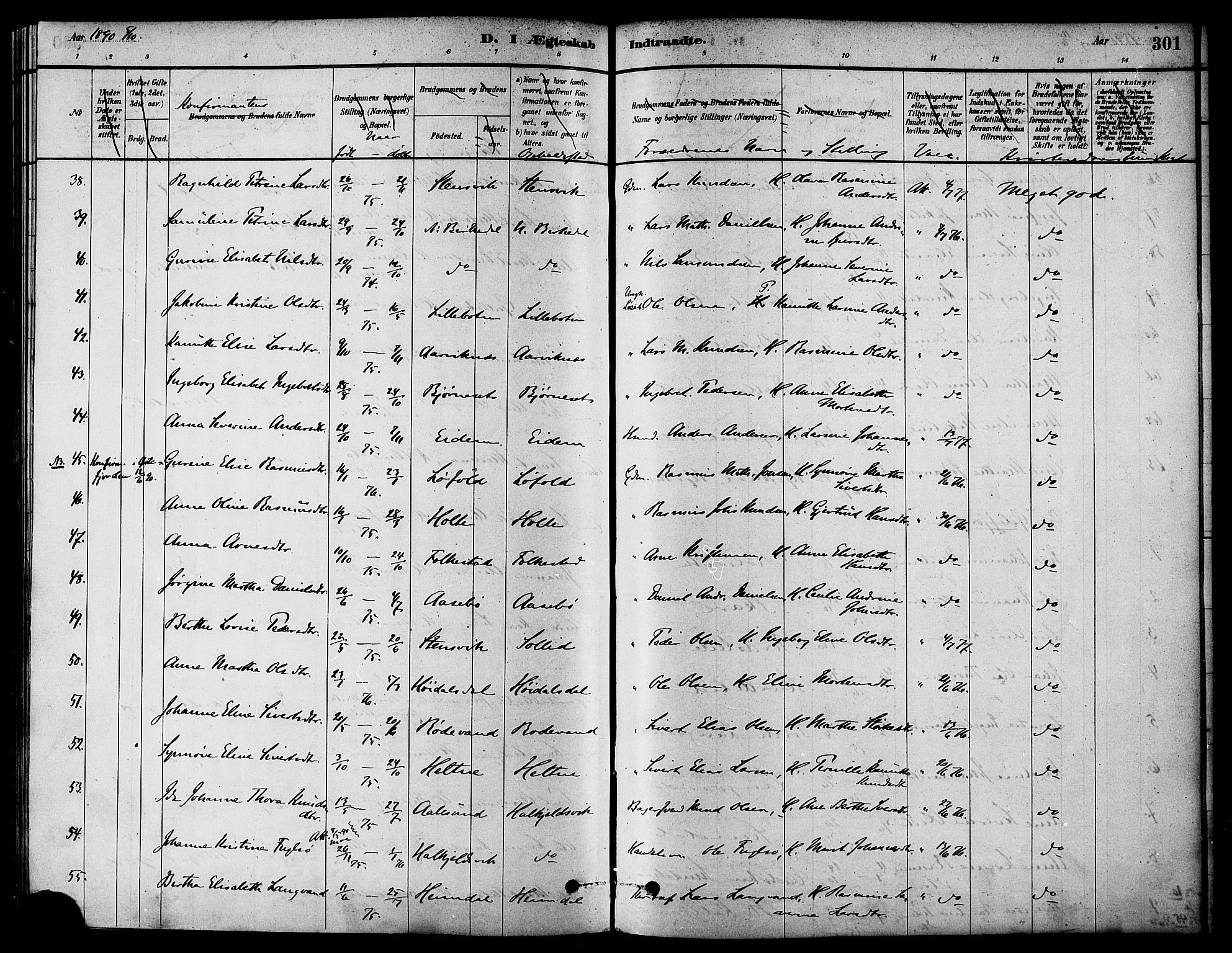 Ministerialprotokoller, klokkerbøker og fødselsregistre - Møre og Romsdal, AV/SAT-A-1454/511/L0141: Parish register (official) no. 511A08, 1878-1890, p. 301