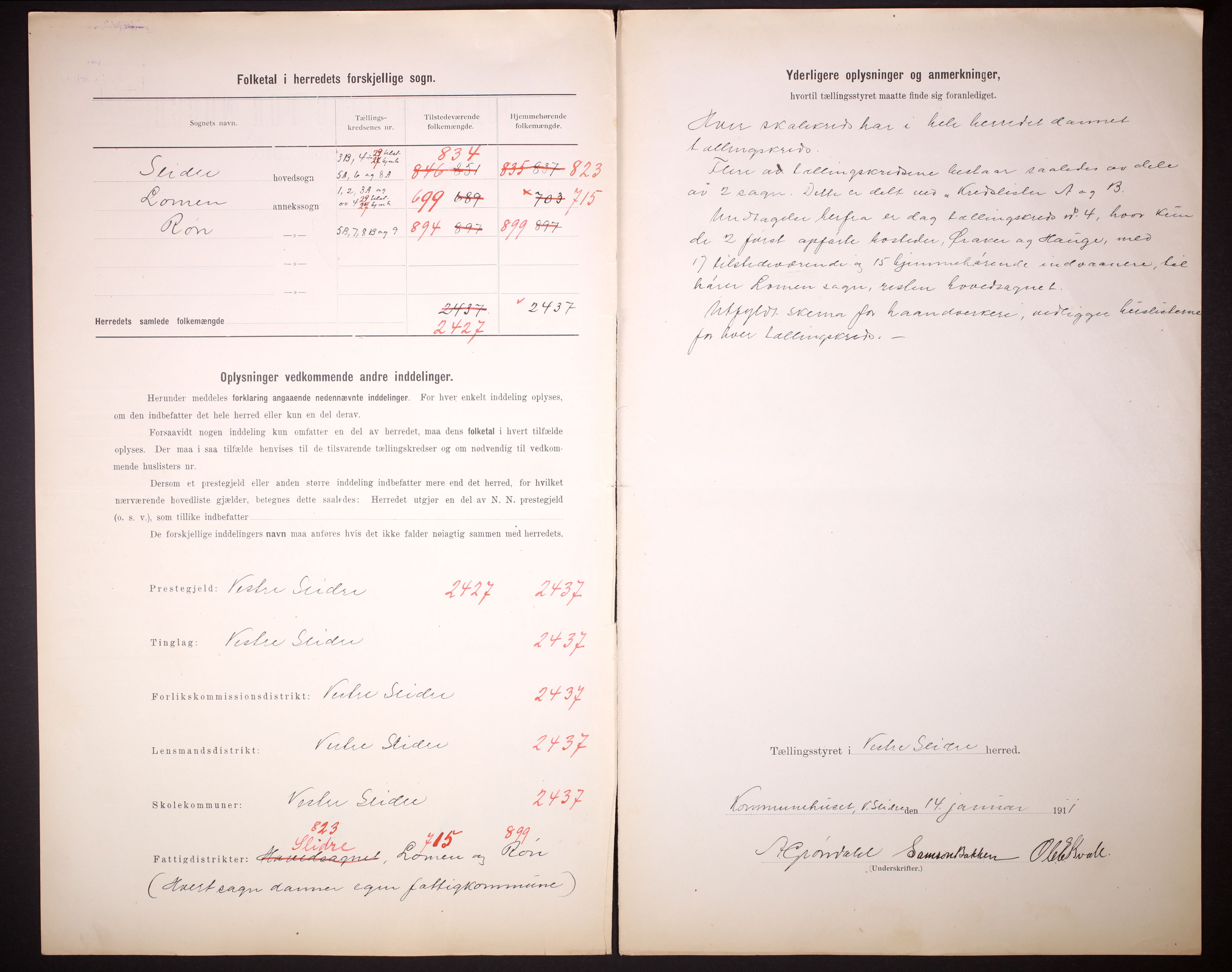 RA, 1910 census for Vestre Slidre, 1910, p. 3