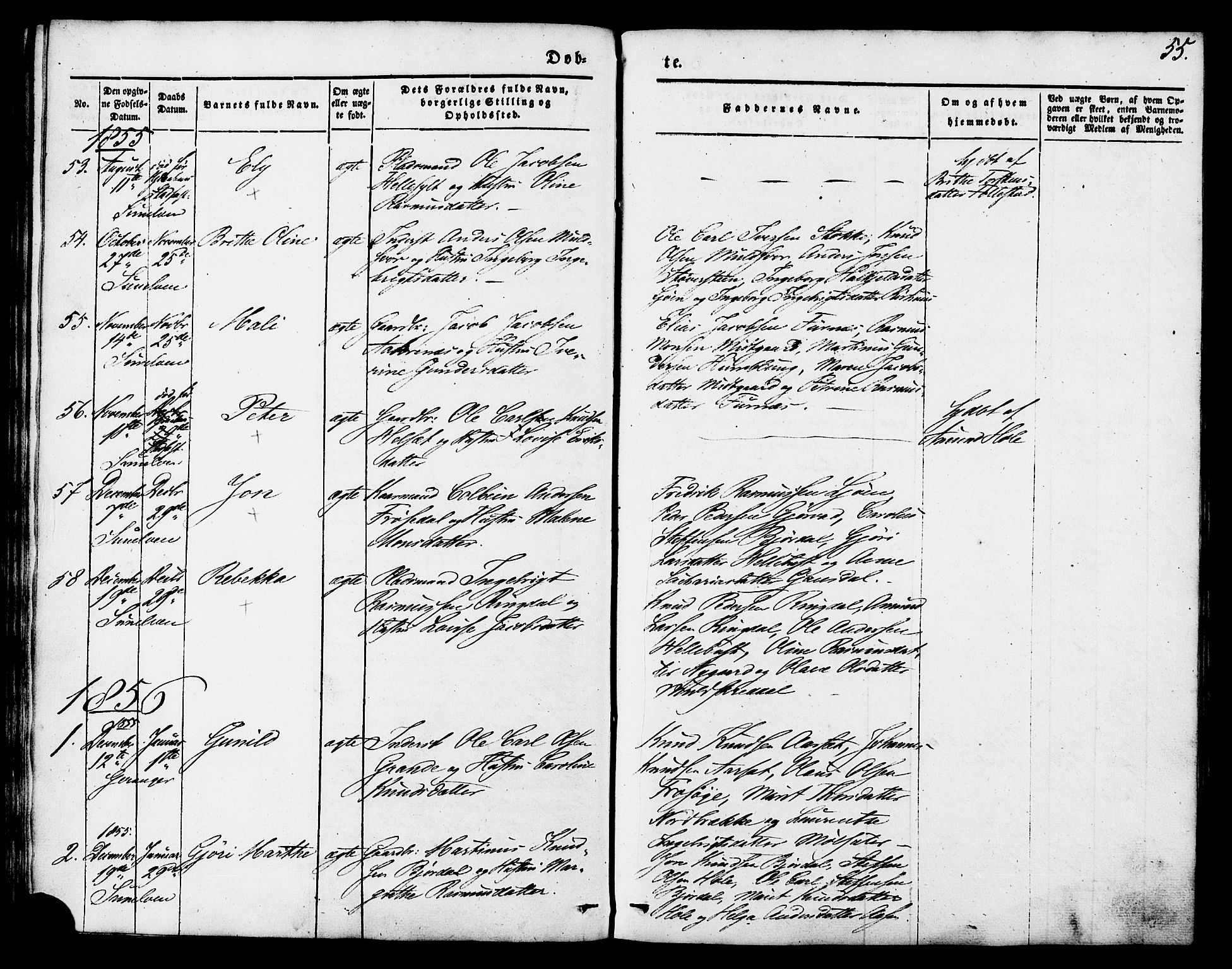 Ministerialprotokoller, klokkerbøker og fødselsregistre - Møre og Romsdal, AV/SAT-A-1454/517/L0222: Parish register (official) no. 517A02, 1846-1862, p. 55