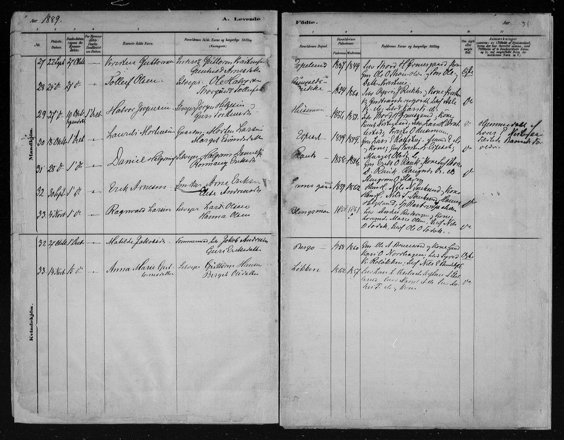 Nes kirkebøker, AV/SAKO-A-236/F/Fa/L0011: Parish register (official) no. 11, 1881-1912, p. 51