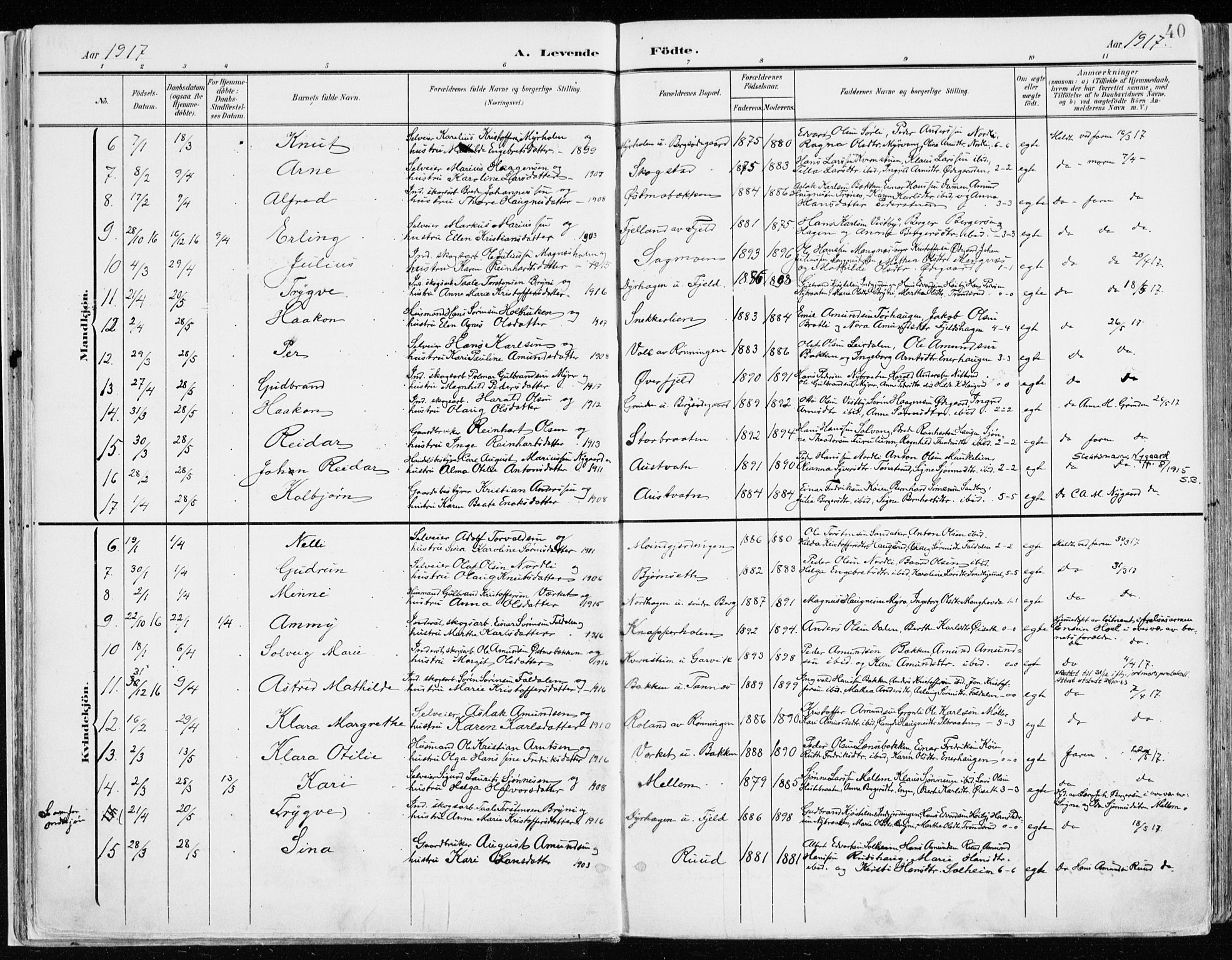 Nord-Odal prestekontor, SAH/PREST-032/H/Ha/Haa/L0009: Parish register (official) no. 9, 1902-1926, p. 40