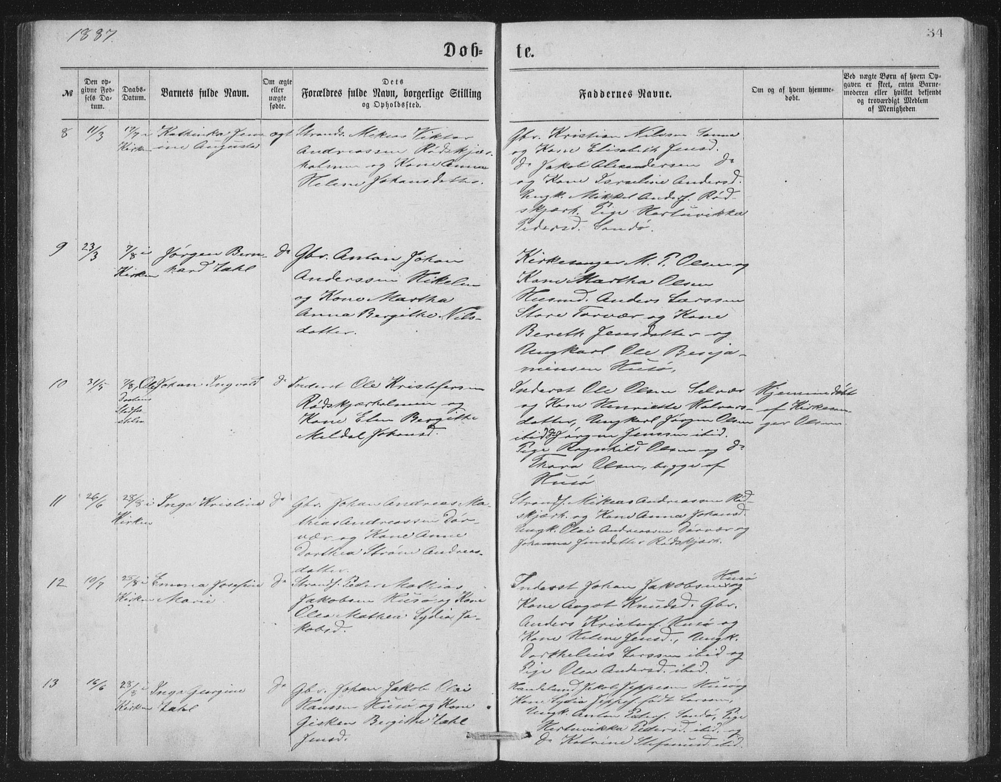 Ministerialprotokoller, klokkerbøker og fødselsregistre - Nordland, AV/SAT-A-1459/840/L0582: Parish register (copy) no. 840C02, 1874-1900, p. 34