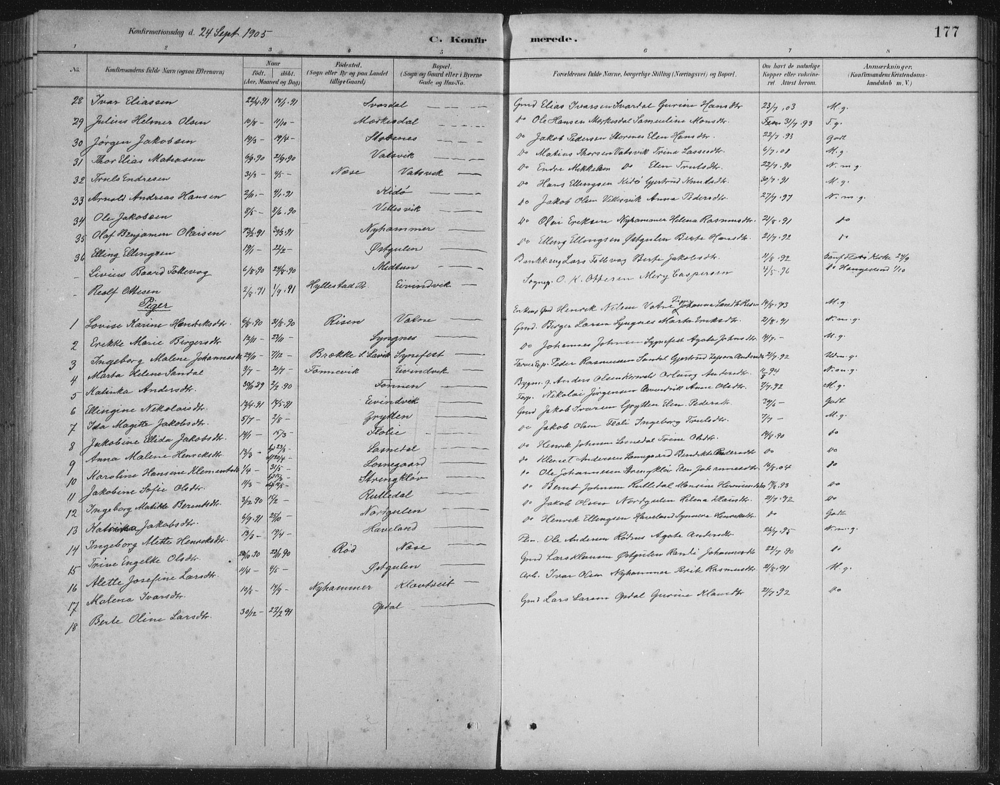 Gulen sokneprestembete, SAB/A-80201/H/Hab/Habb/L0003: Parish register (copy) no. B 3, 1884-1907, p. 177
