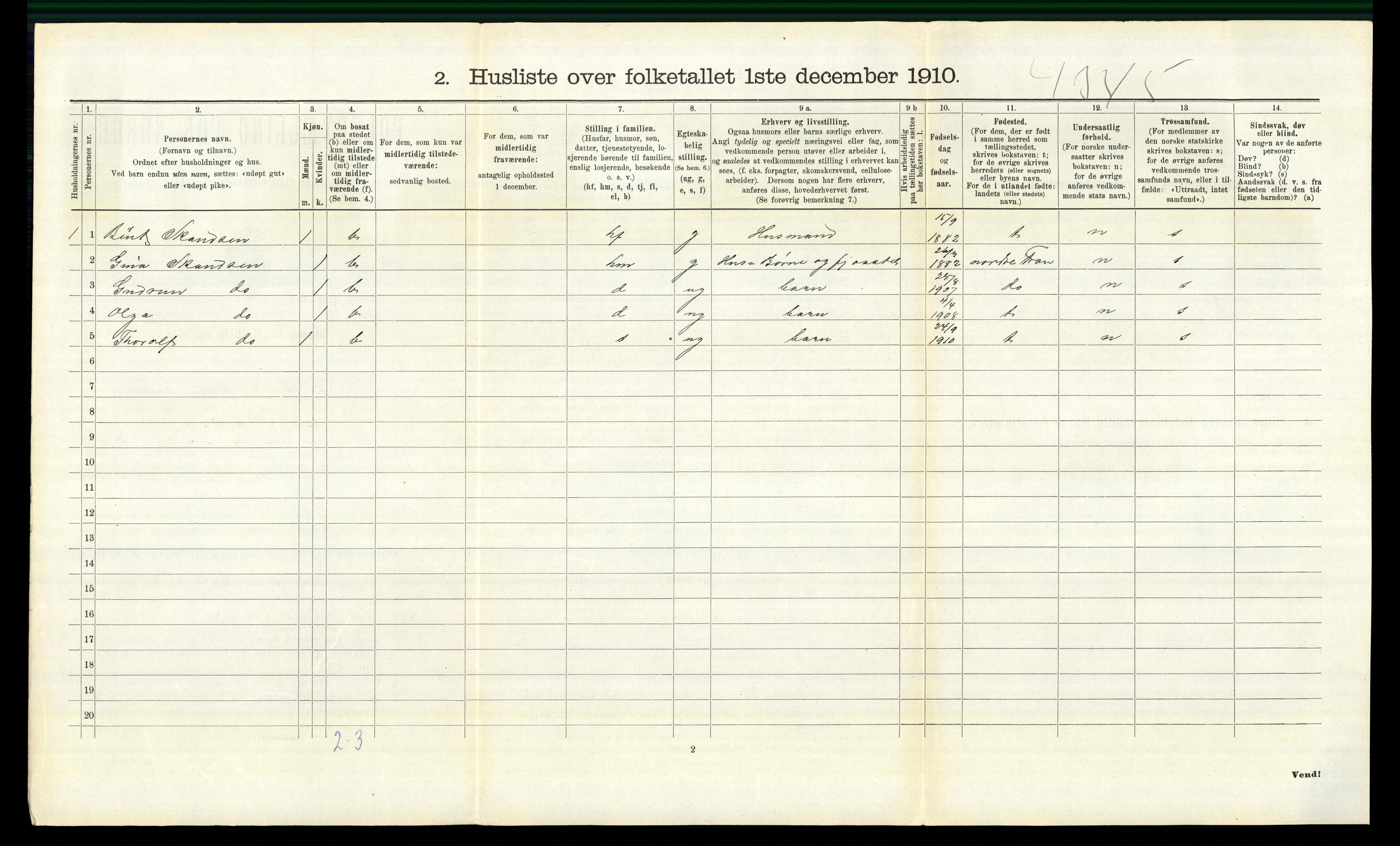 RA, 1910 census for Fåberg, 1910, p. 1505