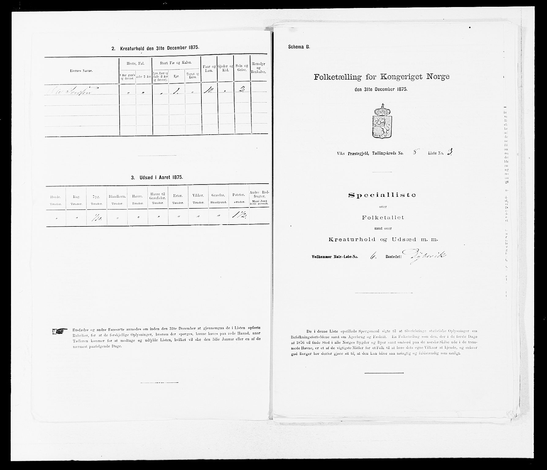 SAB, 1875 census for 1417P Vik, 1875, p. 931