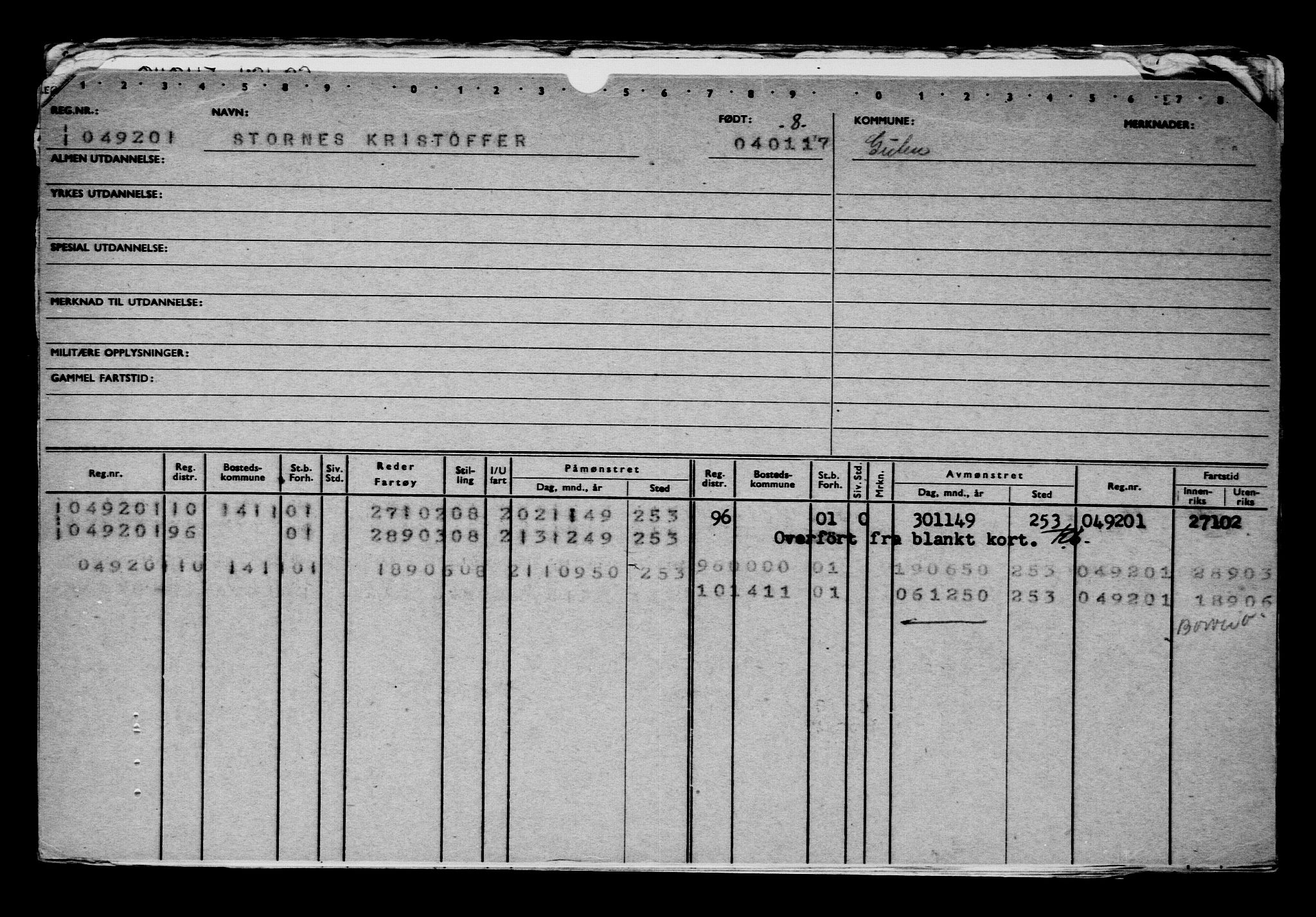 Direktoratet for sjømenn, AV/RA-S-3545/G/Gb/L0145: Hovedkort, 1917, p. 70