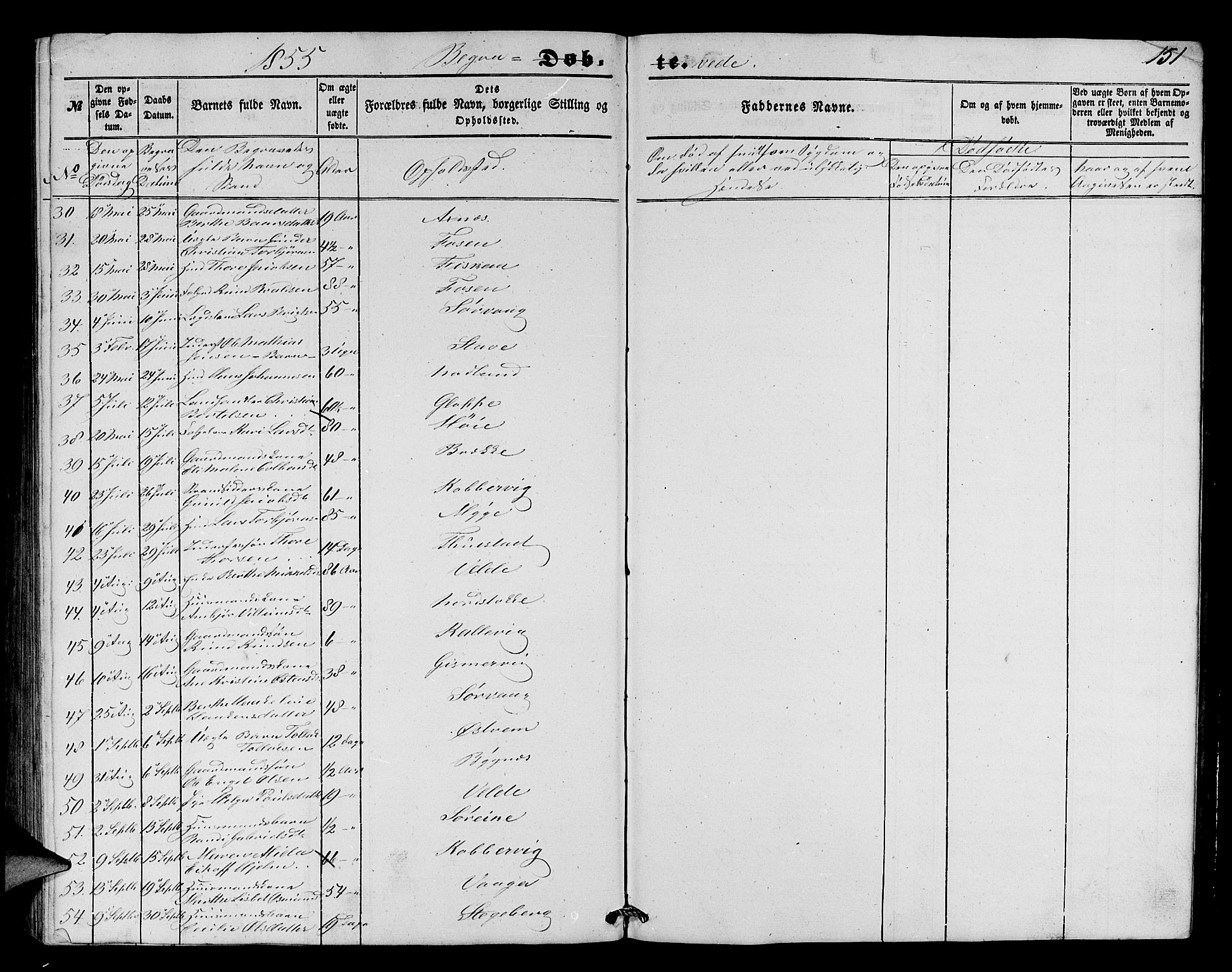 Avaldsnes sokneprestkontor, AV/SAST-A -101851/H/Ha/Hab/L0002: Parish register (copy) no. B 2, 1848-1856, p. 151