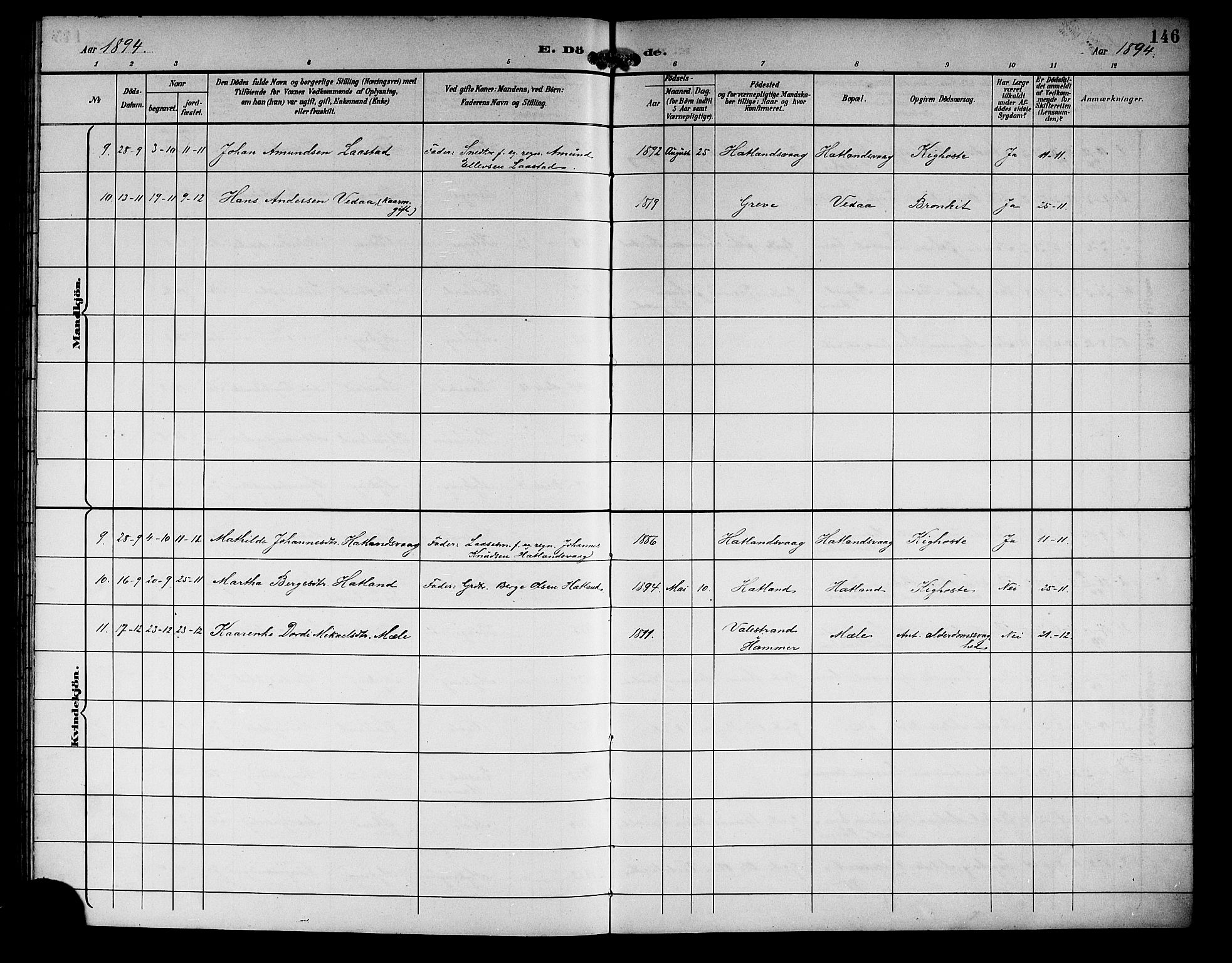 Haus sokneprestembete, AV/SAB-A-75601/H/Hab: Parish register (copy) no. C 3, 1893-1906, p. 146