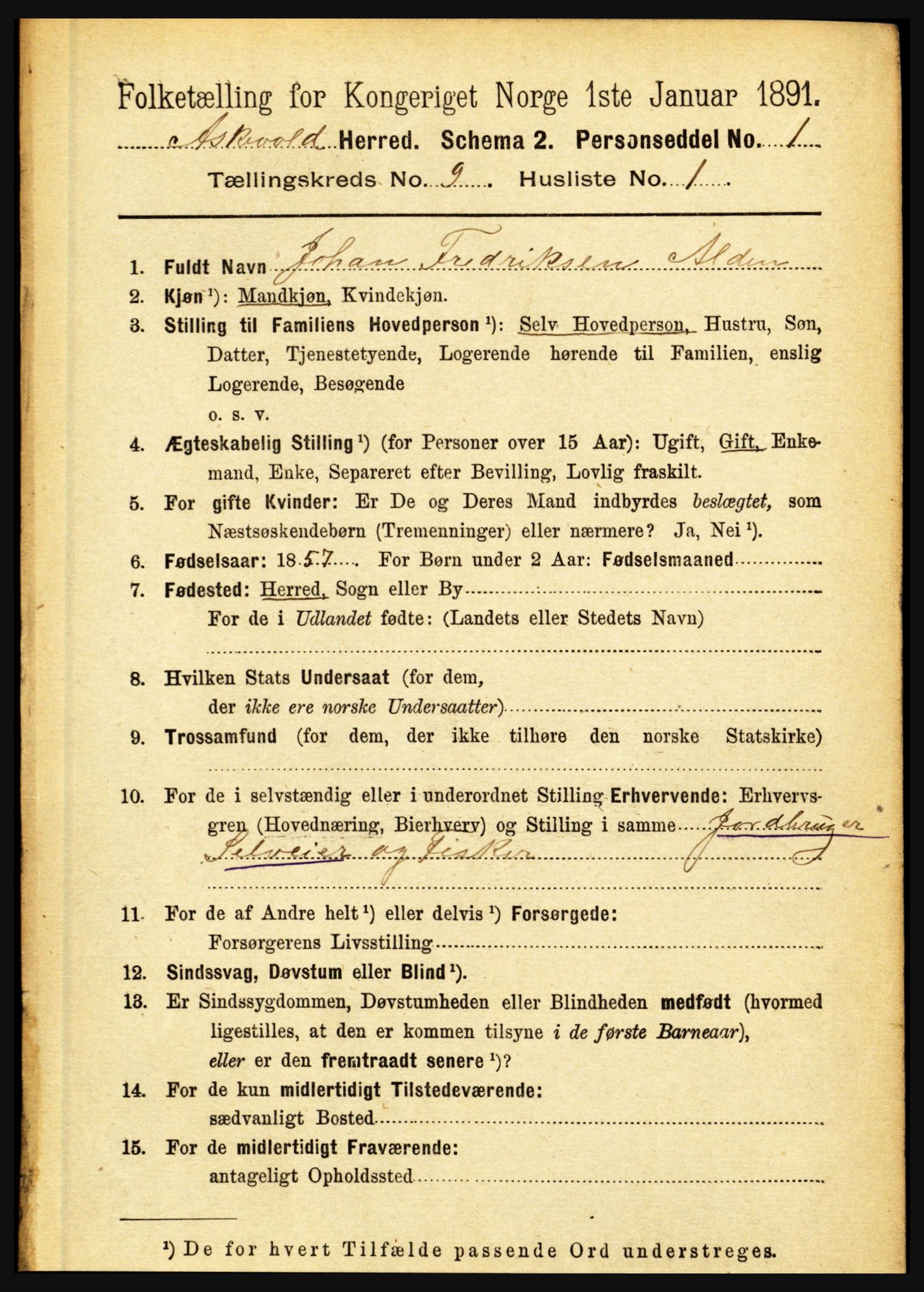 RA, 1891 census for 1428 Askvoll, 1891, p. 2552