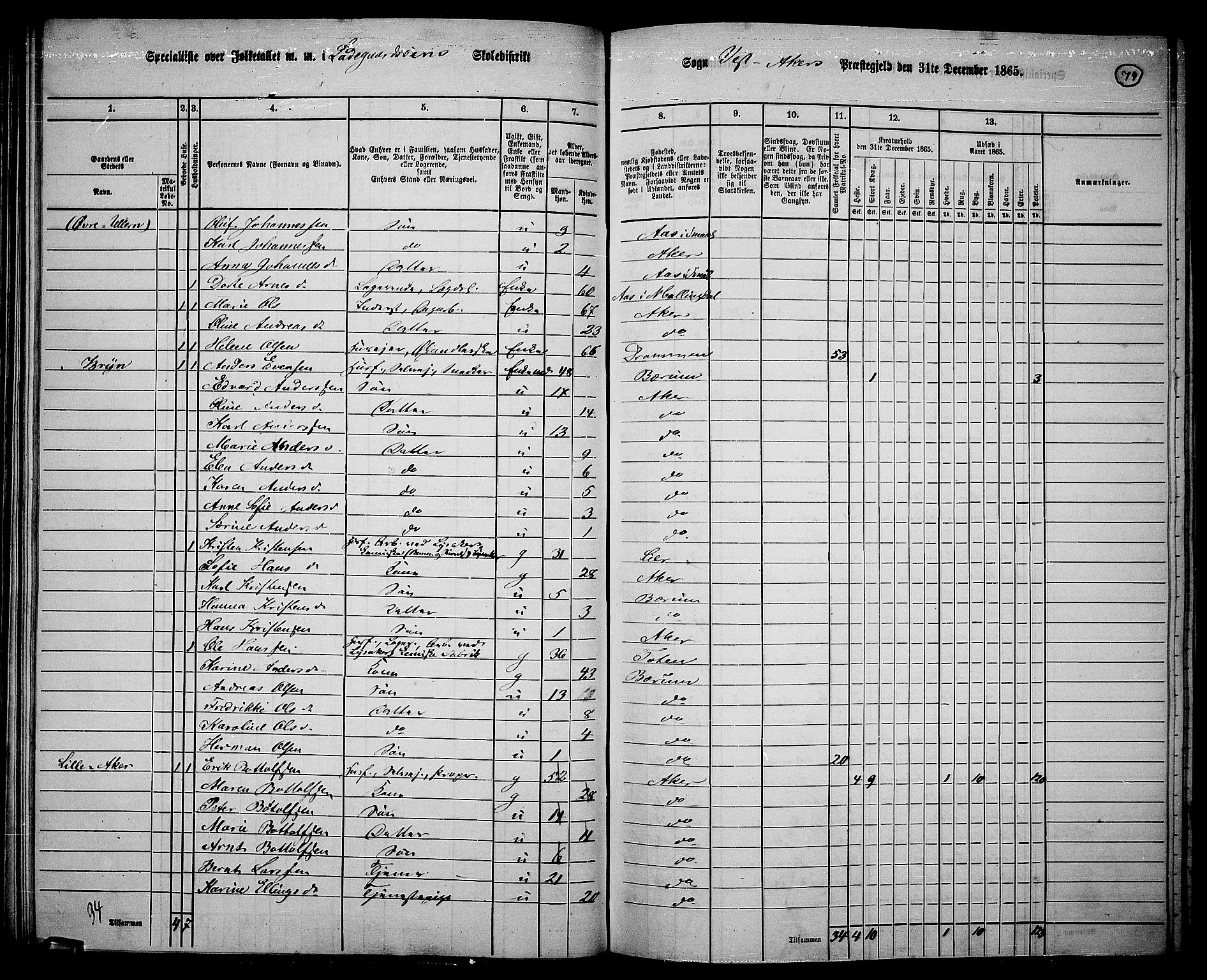 RA, 1865 census for Vestre Aker, 1865, p. 76