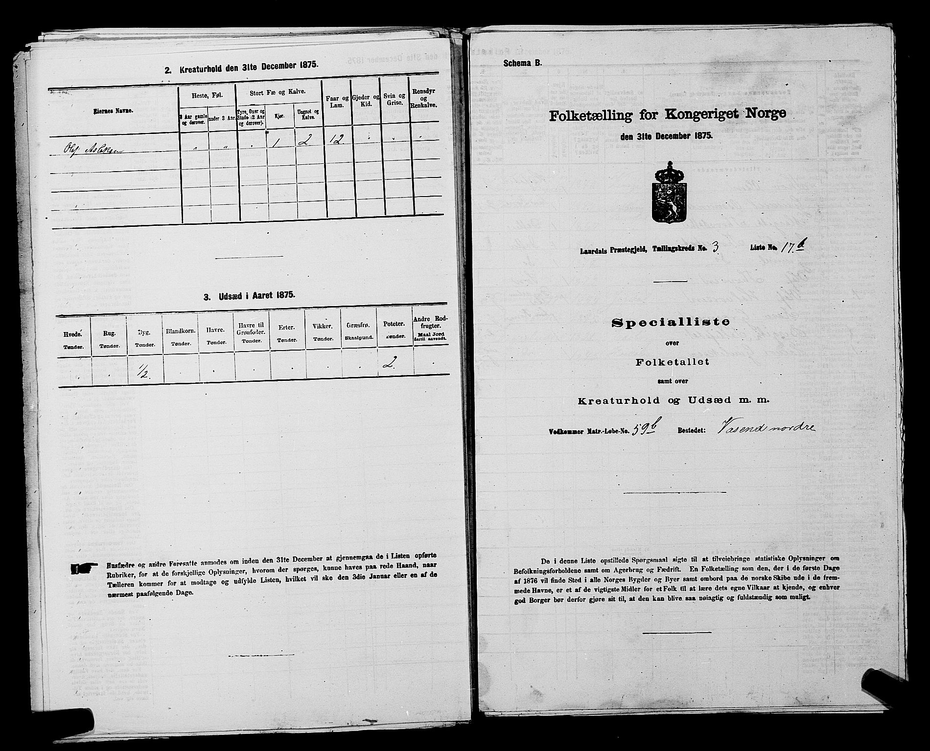 SAKO, 1875 census for 0833P Lårdal, 1875, p. 404