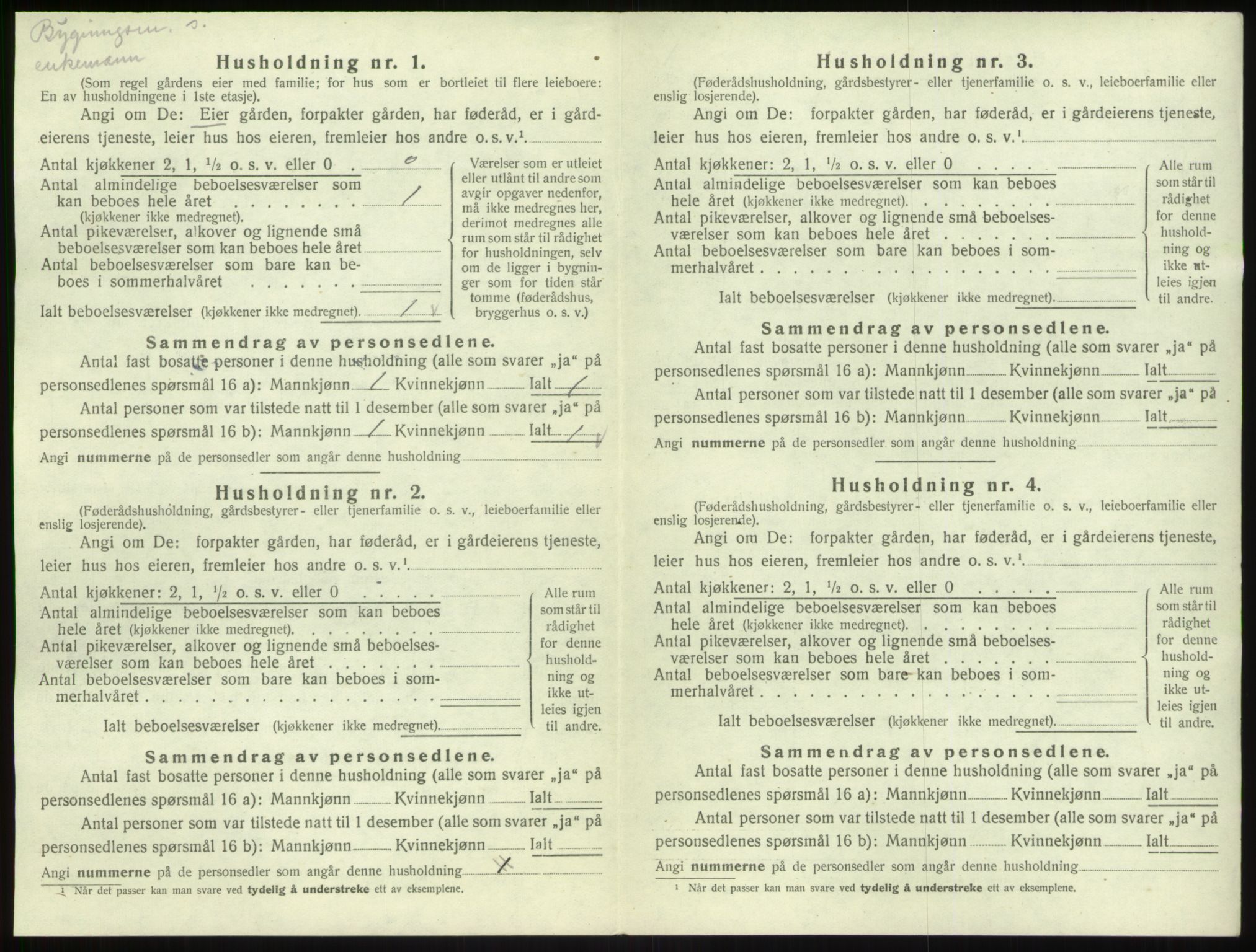 SAB, 1920 census for Lavik, 1920, p. 101