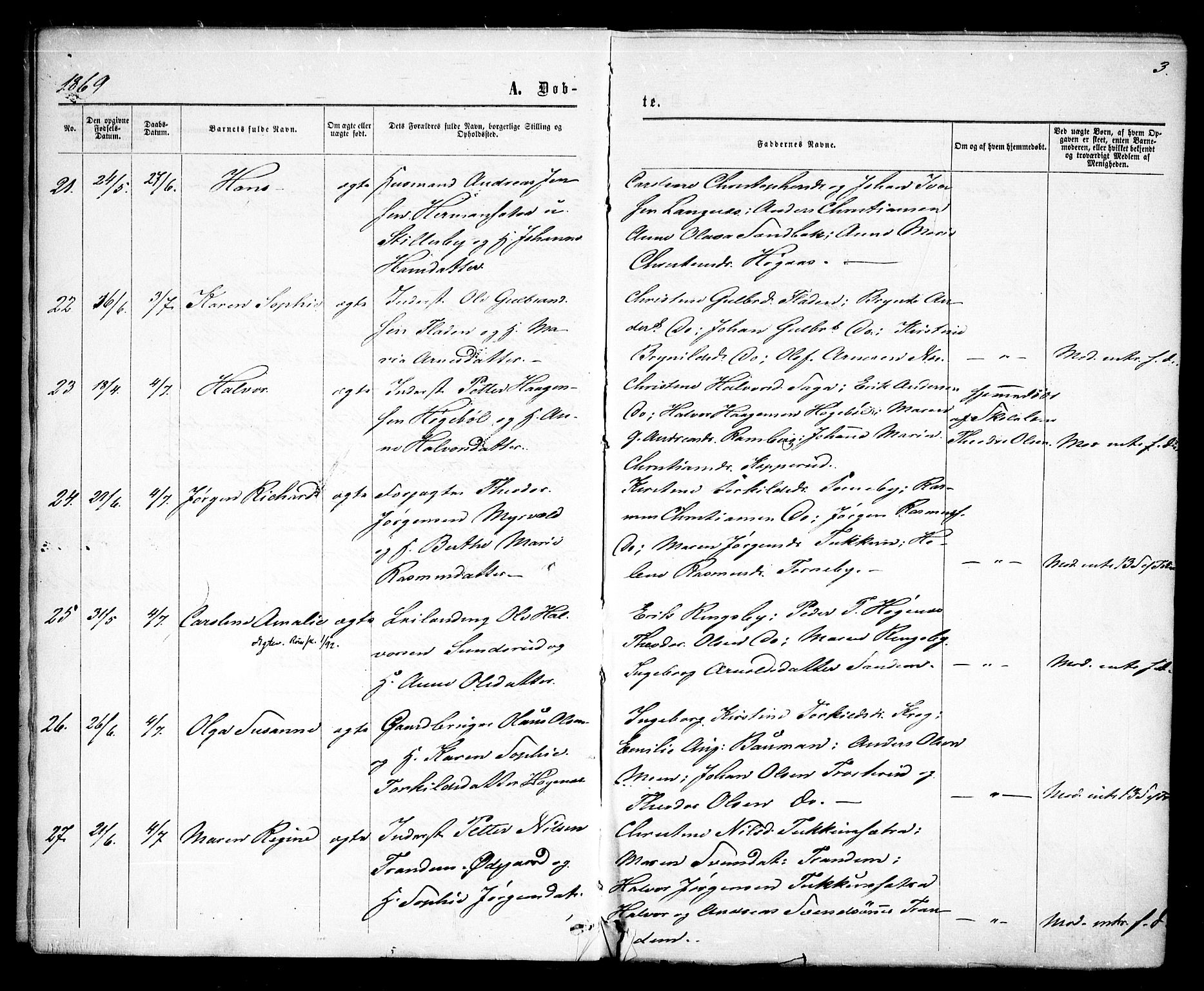 Rødenes prestekontor Kirkebøker, AV/SAO-A-2005/F/Fa/L0008: Parish register (official) no. I 8, 1869-1879, p. 3