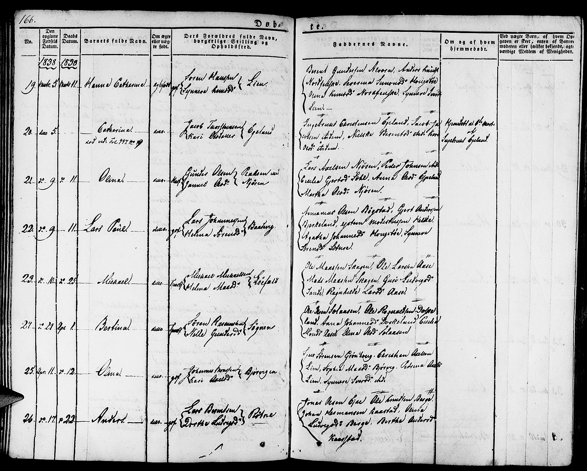 Gaular sokneprestembete, AV/SAB-A-80001/H/Haa: Parish register (official) no. A 3, 1821-1840, p. 166