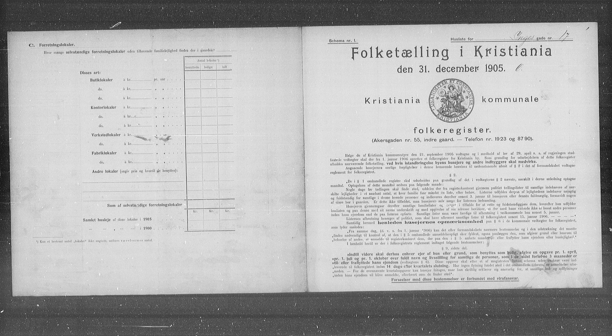 OBA, Municipal Census 1905 for Kristiania, 1905, p. 23173