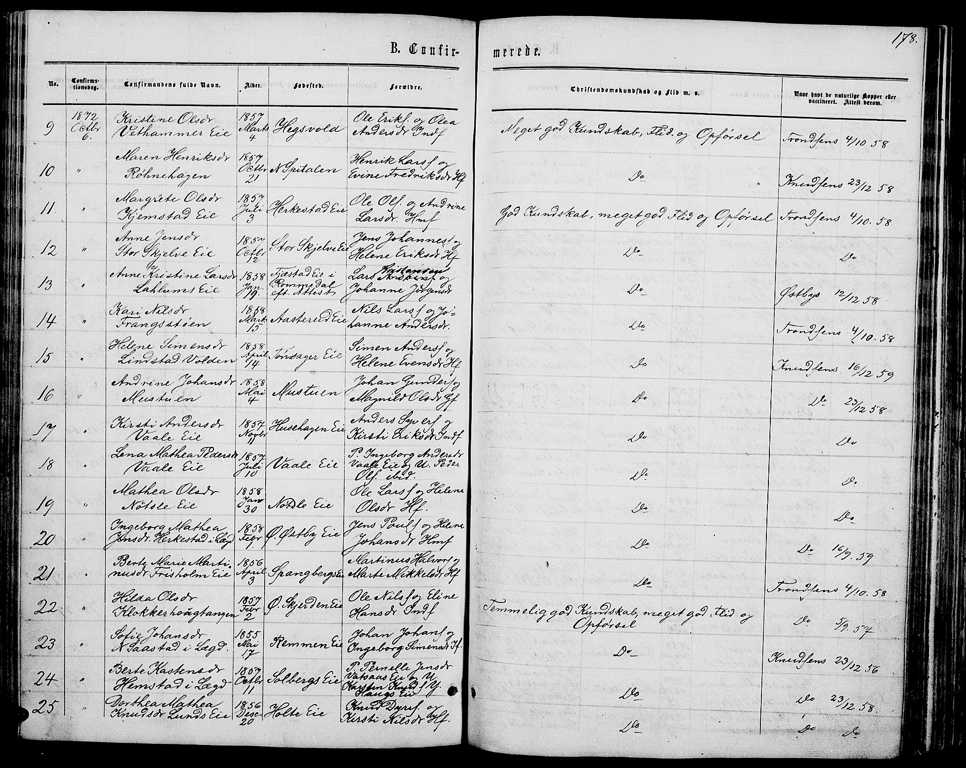 Stange prestekontor, AV/SAH-PREST-002/L/L0006: Parish register (copy) no. 6, 1864-1882, p. 178