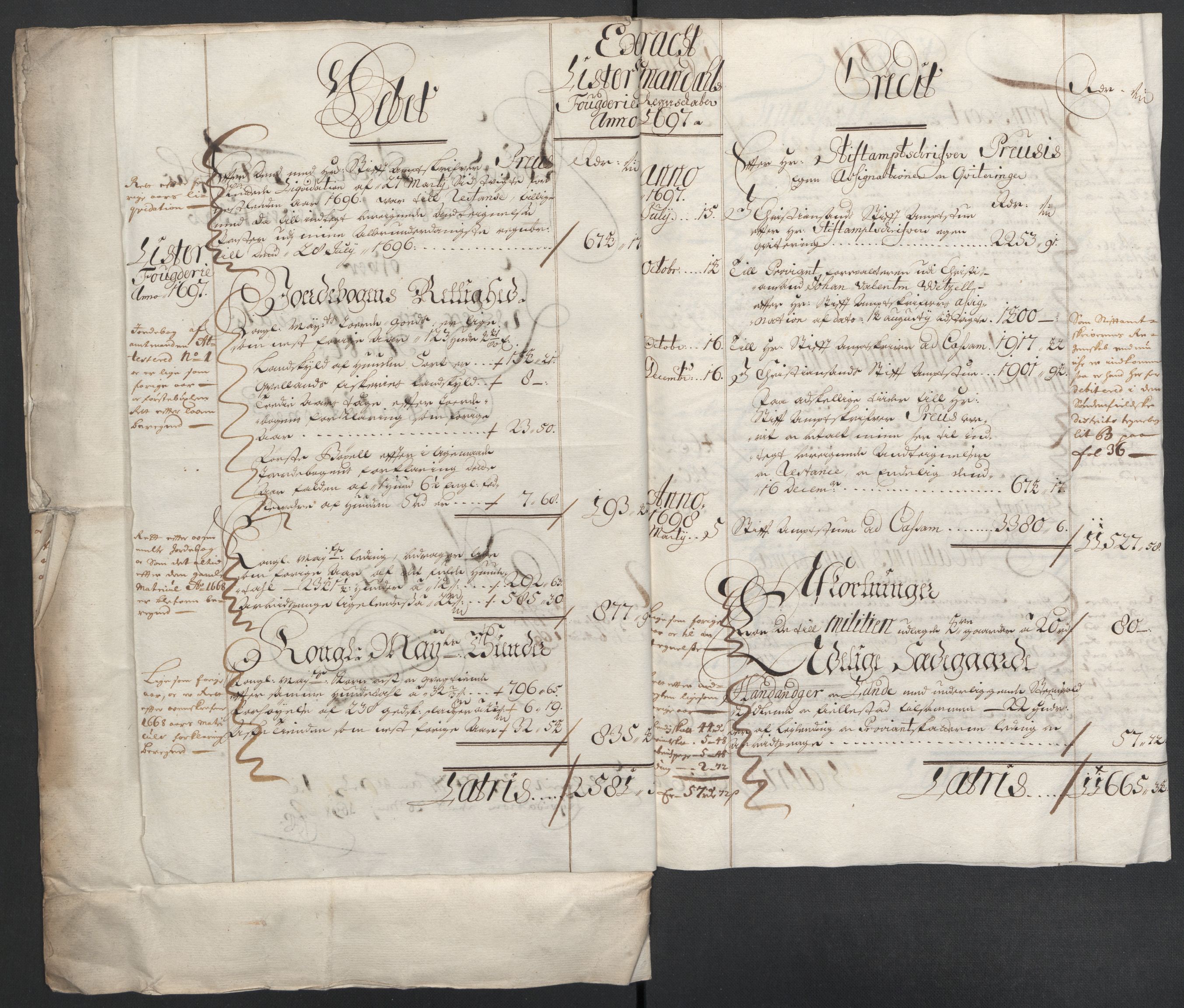 Rentekammeret inntil 1814, Reviderte regnskaper, Fogderegnskap, AV/RA-EA-4092/R43/L2546: Fogderegnskap Lista og Mandal, 1696-1697, p. 186