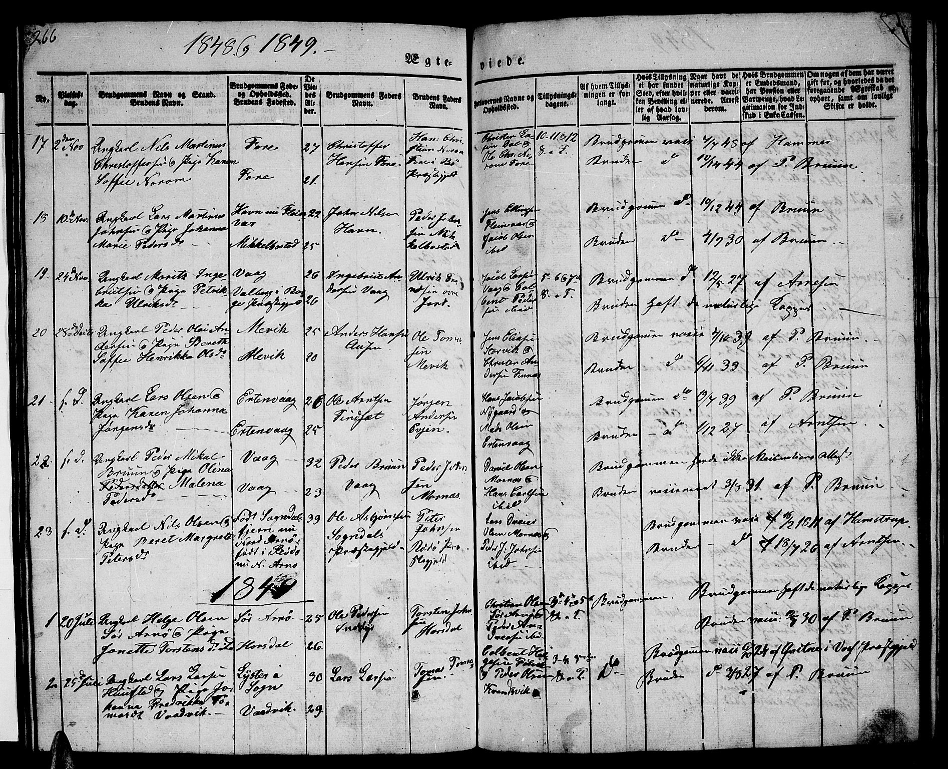 Ministerialprotokoller, klokkerbøker og fødselsregistre - Nordland, SAT/A-1459/805/L0106: Parish register (copy) no. 805C02, 1841-1861, p. 266