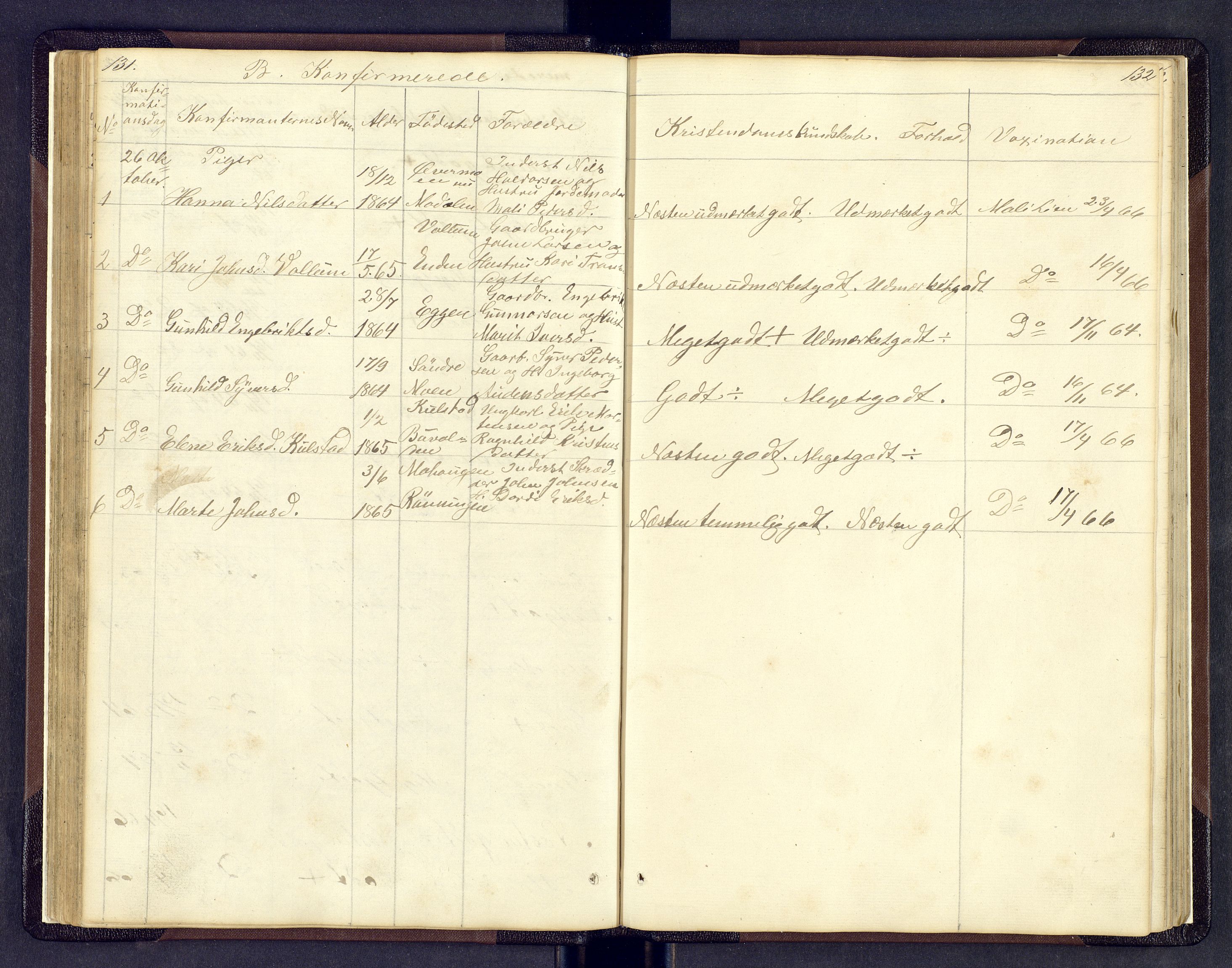 Sollia prestekontor, SAH/PREST-050/H/Ha/Hab/L0001: Parish register (copy) no. 1, 1862-1879, p. 131-132