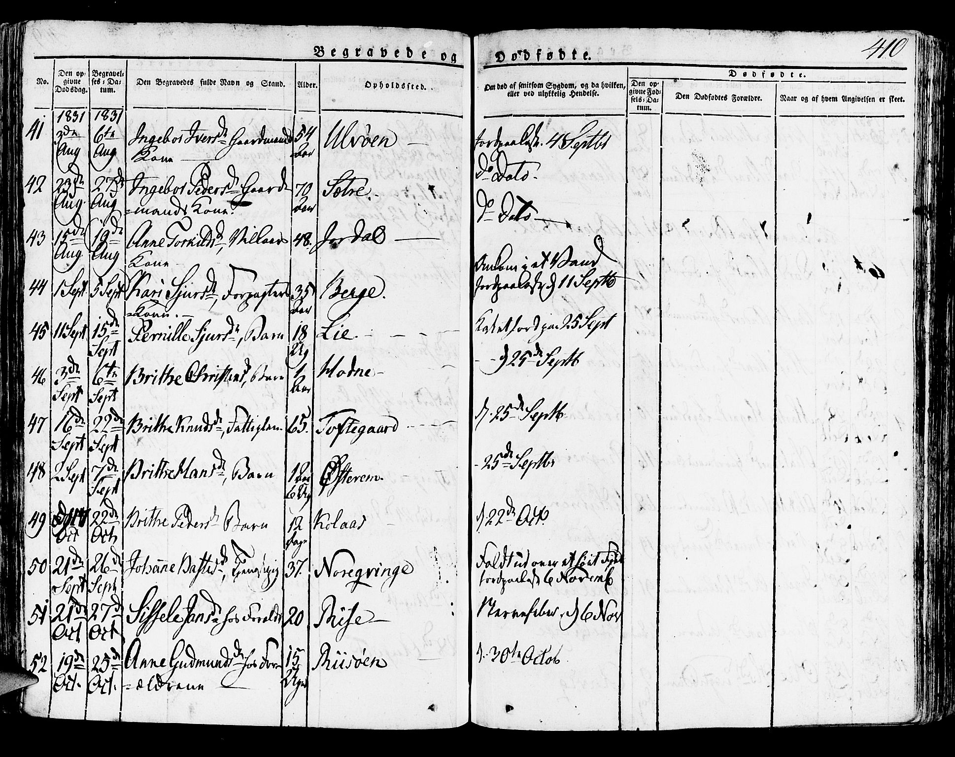 Lindås Sokneprestembete, SAB/A-76701/H/Haa: Parish register (official) no. A 8, 1823-1836, p. 410