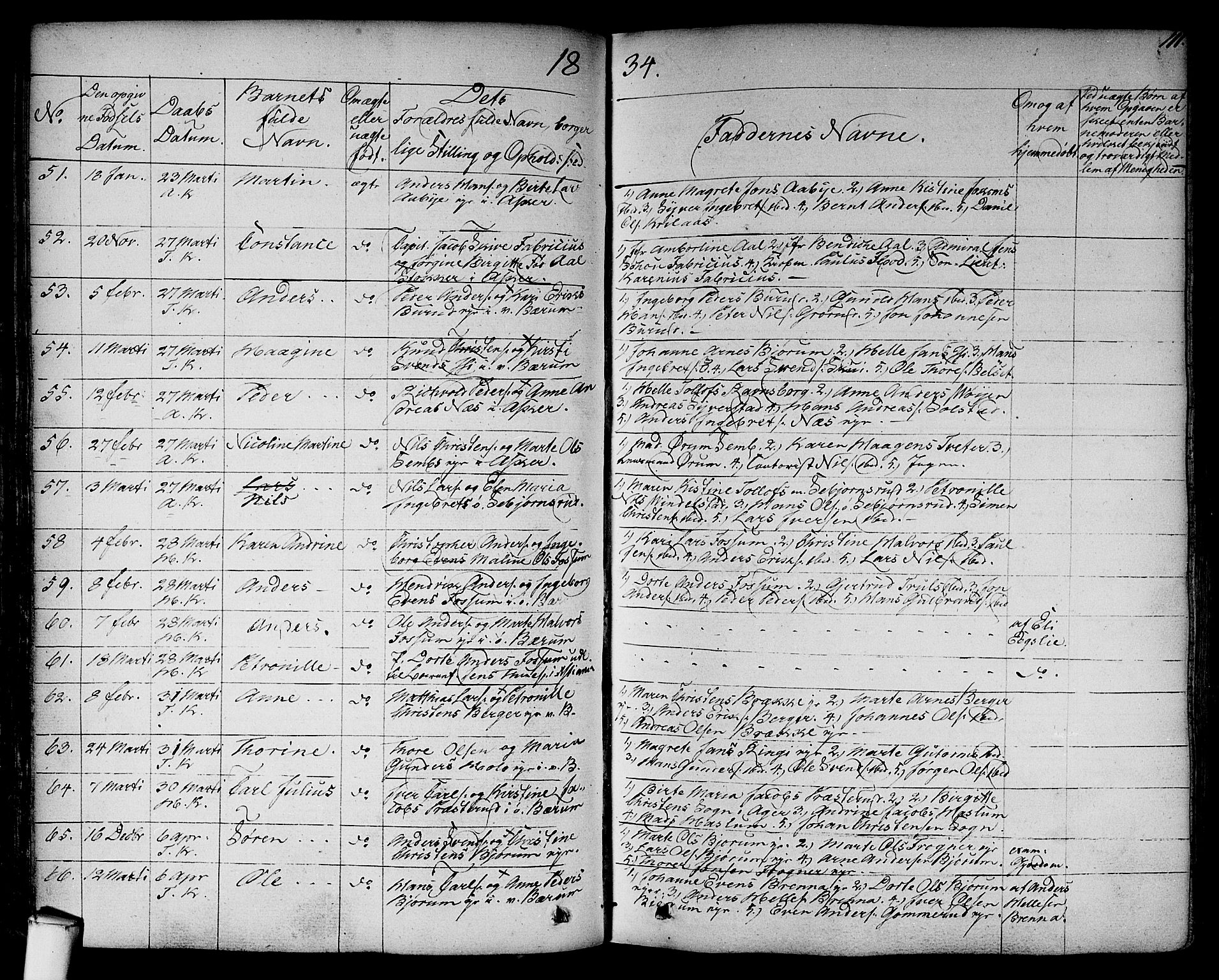 Asker prestekontor Kirkebøker, SAO/A-10256a/F/Fa/L0007: Parish register (official) no. I 7, 1825-1864, p. 111
