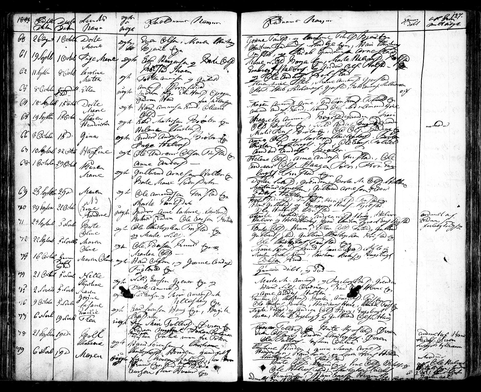 Nes prestekontor Kirkebøker, AV/SAO-A-10410/F/Fa/L0006: Parish register (official) no. I 6, 1833-1845, p. 127