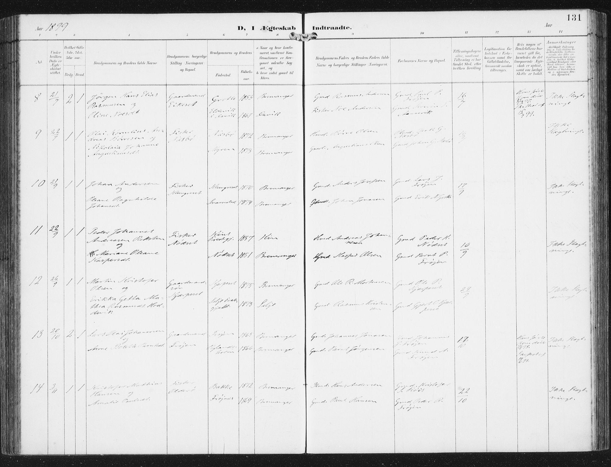 Bremanger sokneprestembete, AV/SAB-A-82201/H/Haa/Haab/L0002: Parish register (official) no. B  2, 1896-1908, p. 131