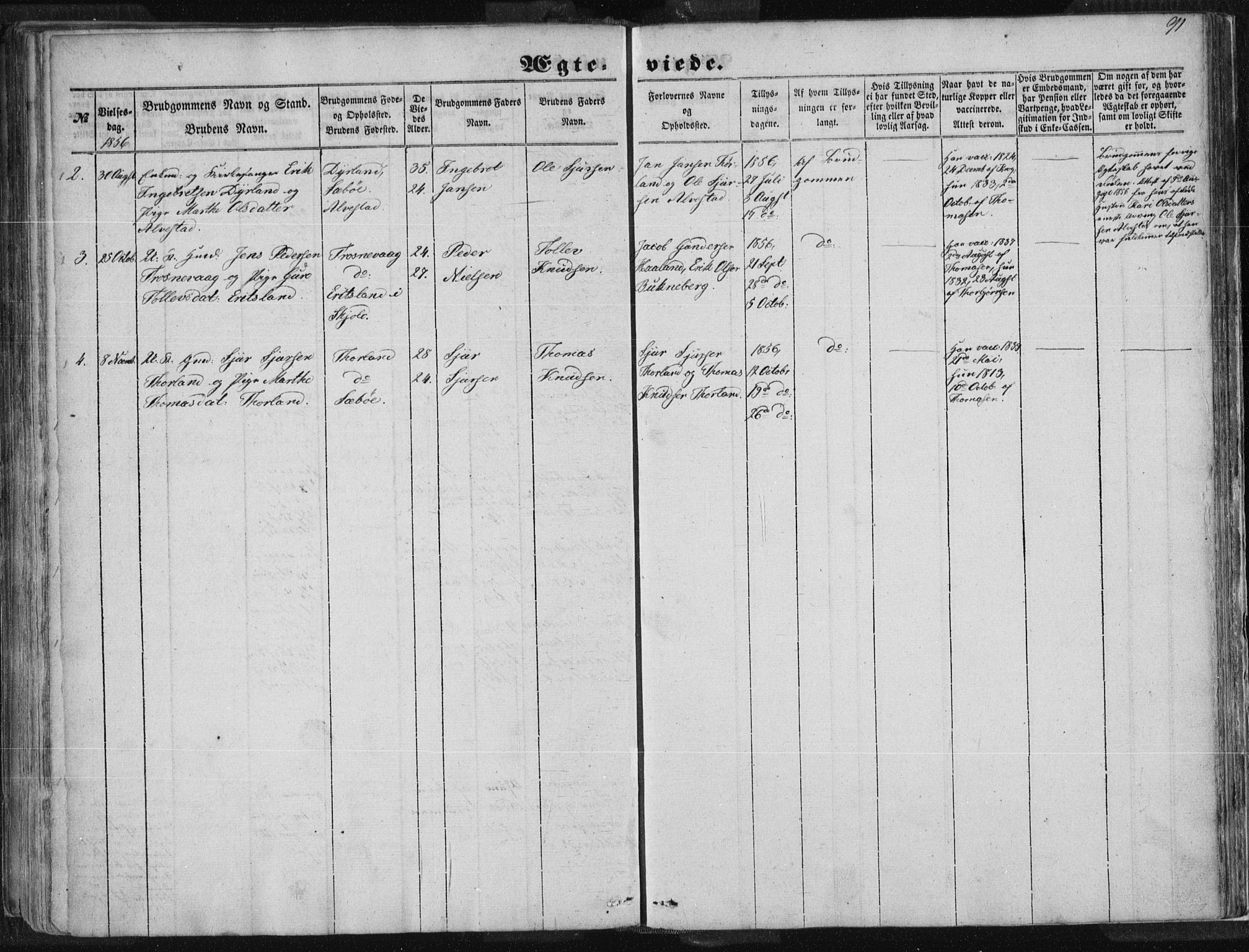 Tysvær sokneprestkontor, SAST/A -101864/H/Ha/Haa/L0002: Parish register (official) no. A 2, 1847-1856, p. 91