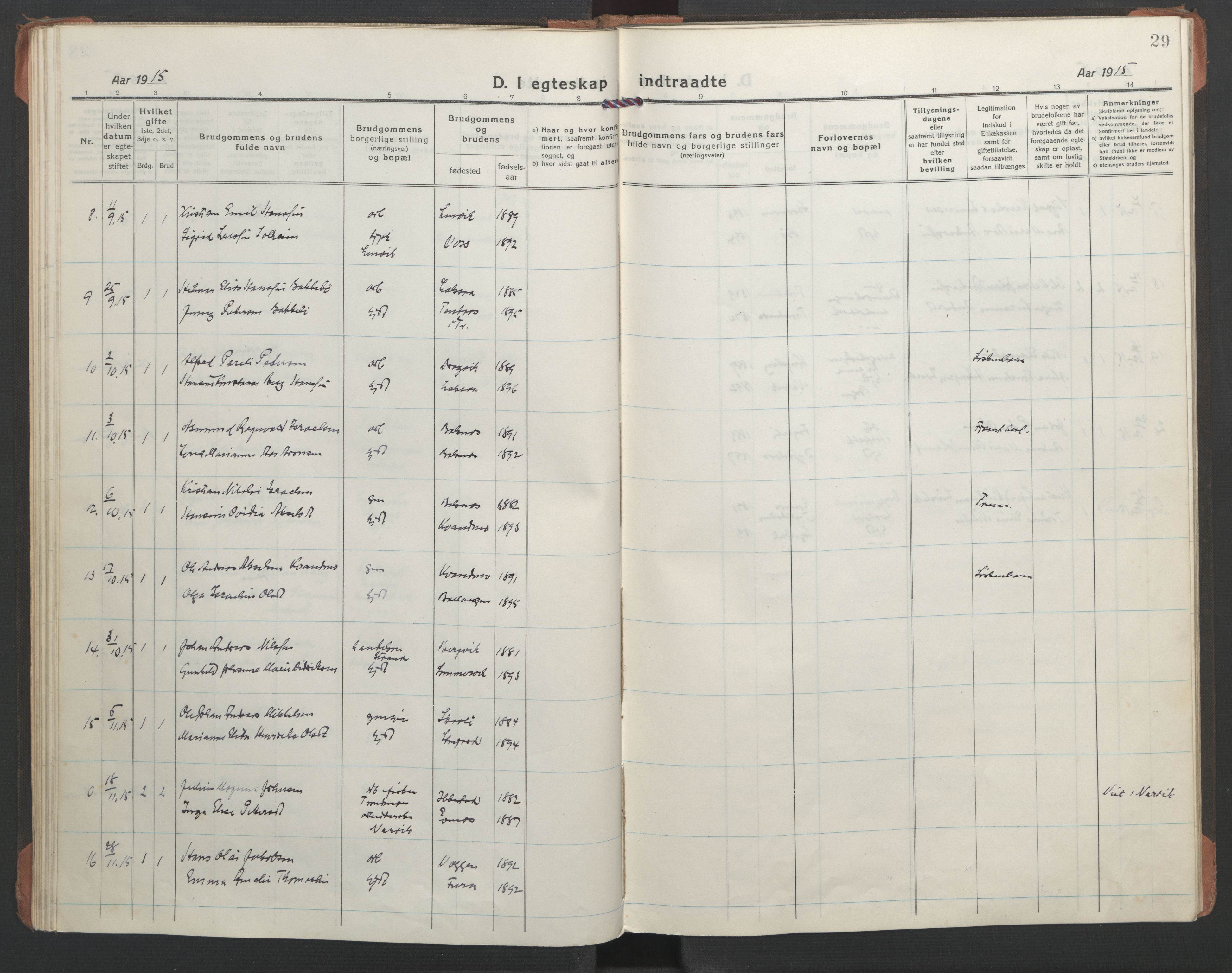 Ministerialprotokoller, klokkerbøker og fødselsregistre - Nordland, SAT/A-1459/863/L0902: Parish register (official) no. 863A14, 1906-1937, p. 29