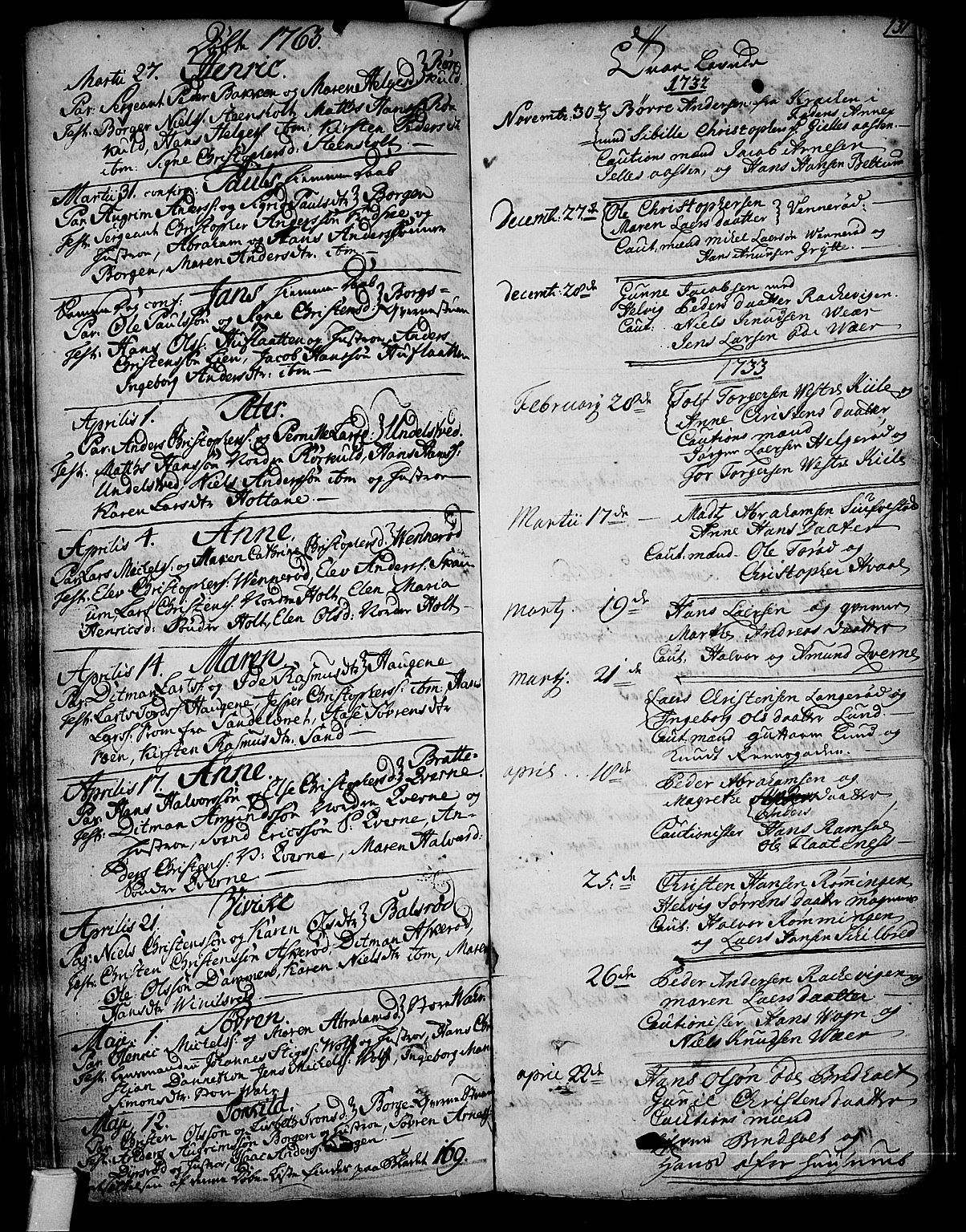 Stokke kirkebøker, AV/SAKO-A-320/F/Fa/L0002: Parish register (official) no. I 2, 1732-1770, p. 131