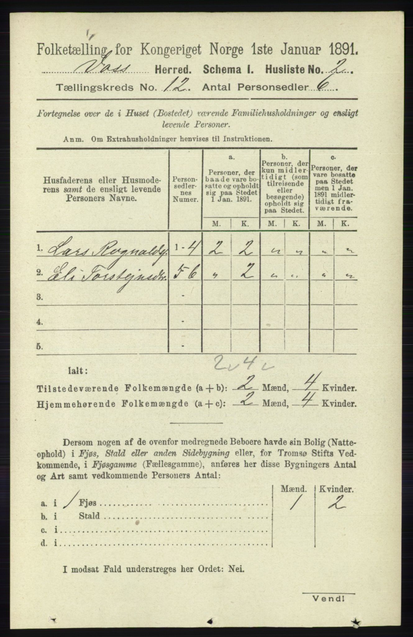 RA, 1891 census for 1235 Voss, 1891, p. 6417