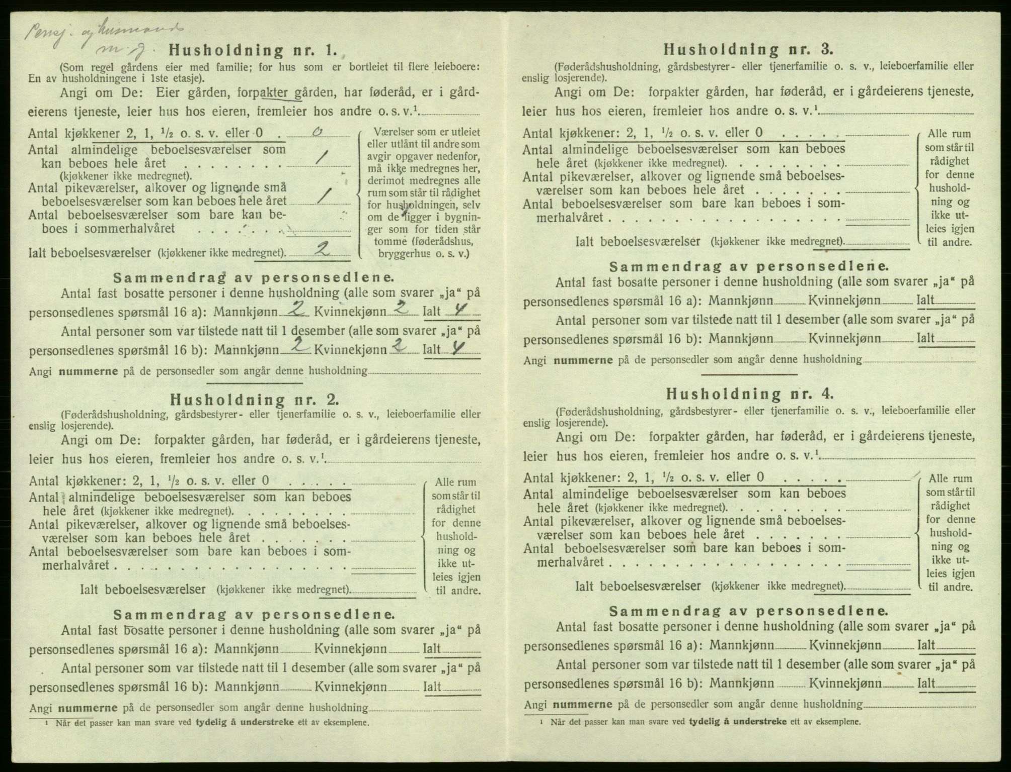 SAB, 1920 census for Røldal, 1920, p. 275