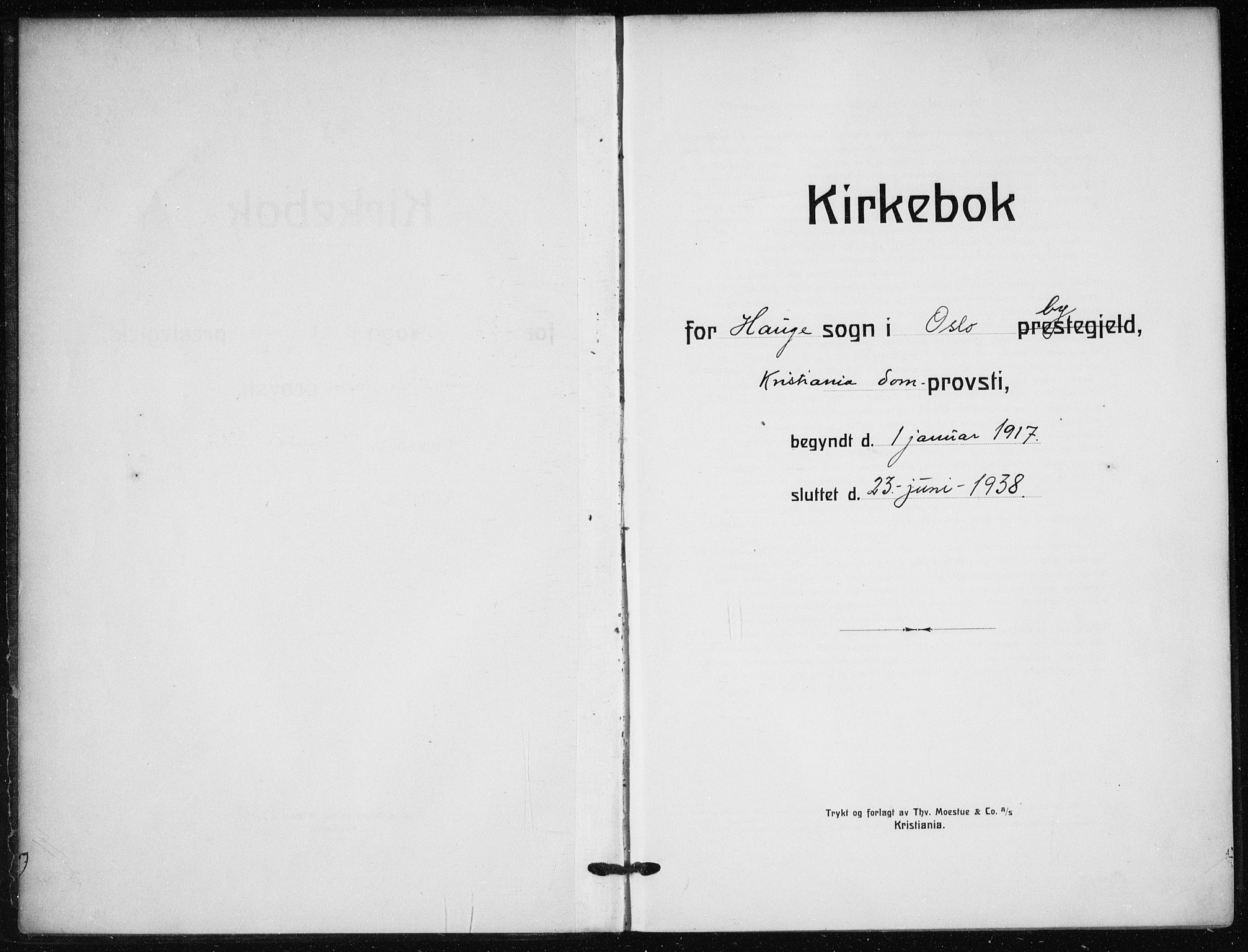 Hauge prestekontor Kirkebøker, AV/SAO-A-10849/F/Fa/L0001: Parish register (official) no. 1, 1917-1938