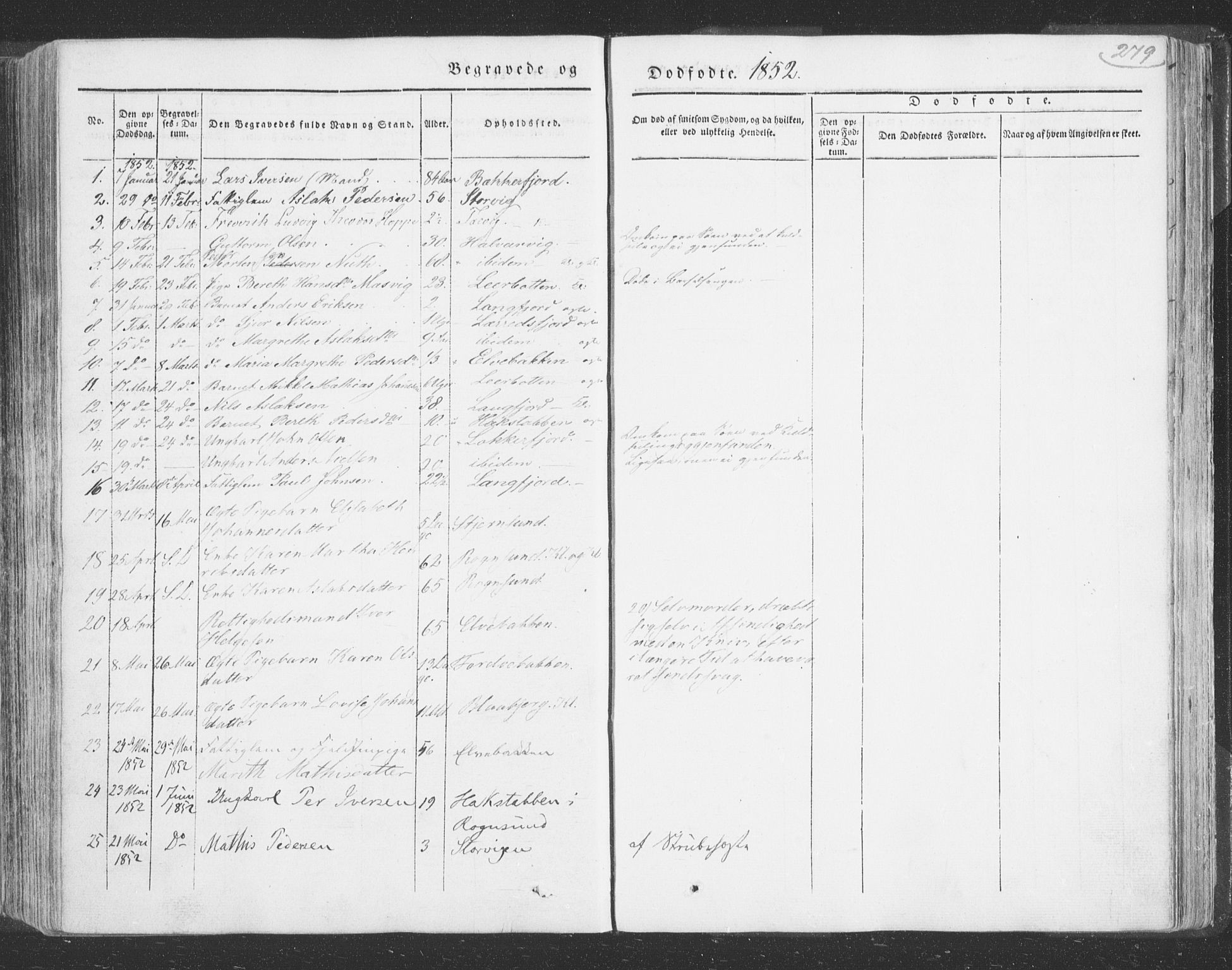 Talvik sokneprestkontor, SATØ/S-1337/H/Ha/L0009kirke: Parish register (official) no. 9, 1837-1852, p. 279