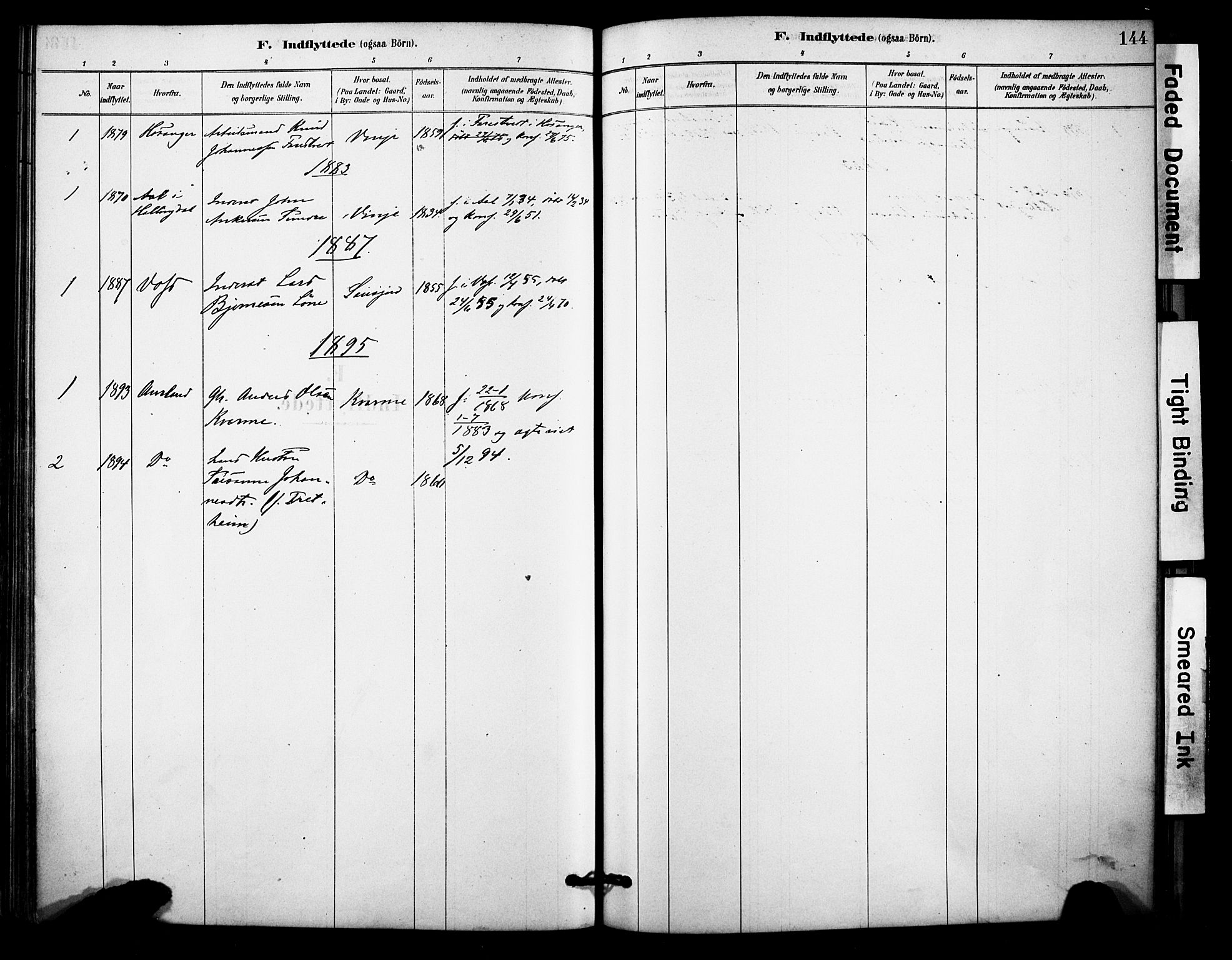 Vossestrand Sokneprestembete, SAB/A-79101/H/Haa: Parish register (official) no. C 1, 1878-1903, p. 144