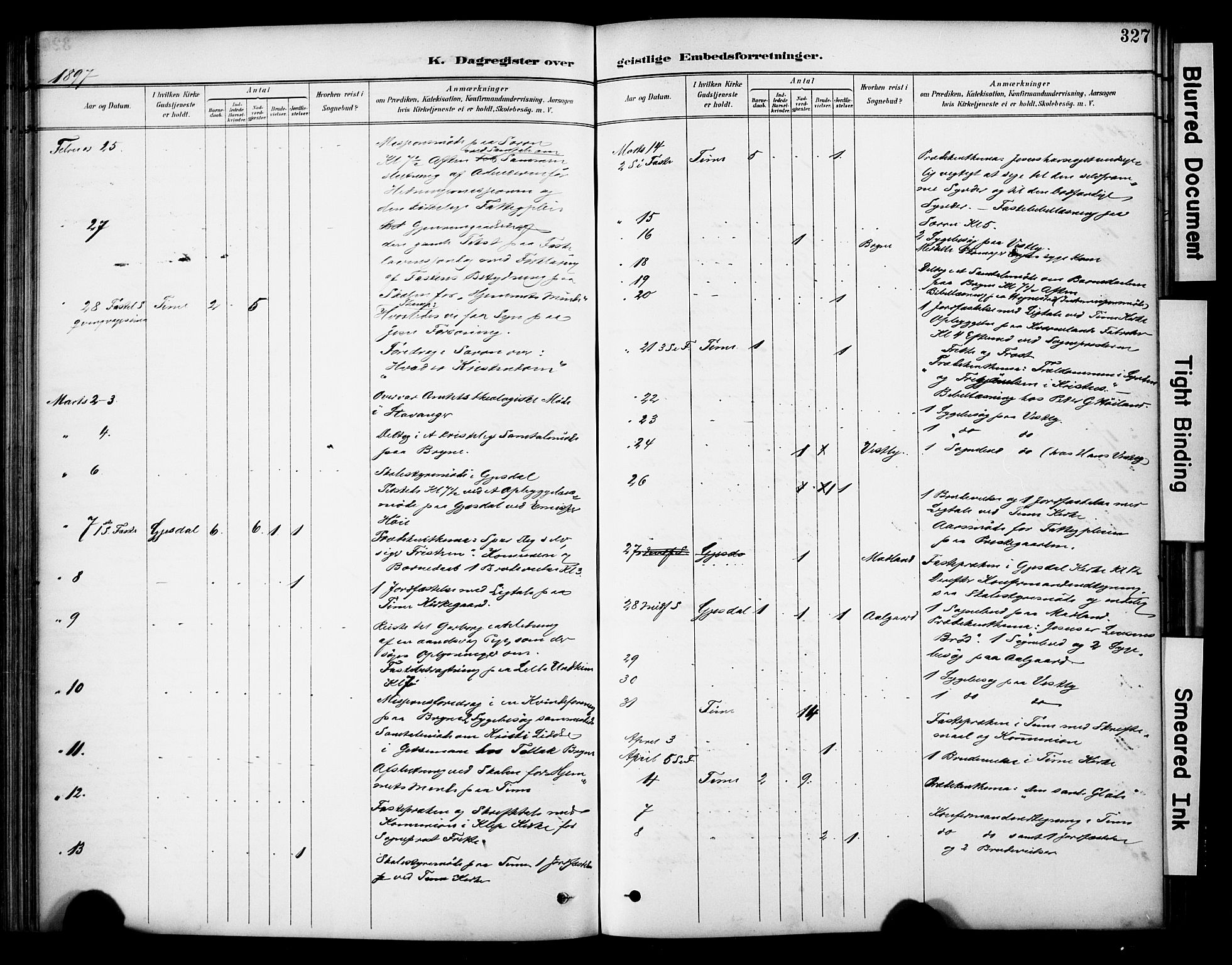 Lye sokneprestkontor, AV/SAST-A-101794/001/30BA/L0011: Parish register (official) no. A 9, 1893-1903, p. 327