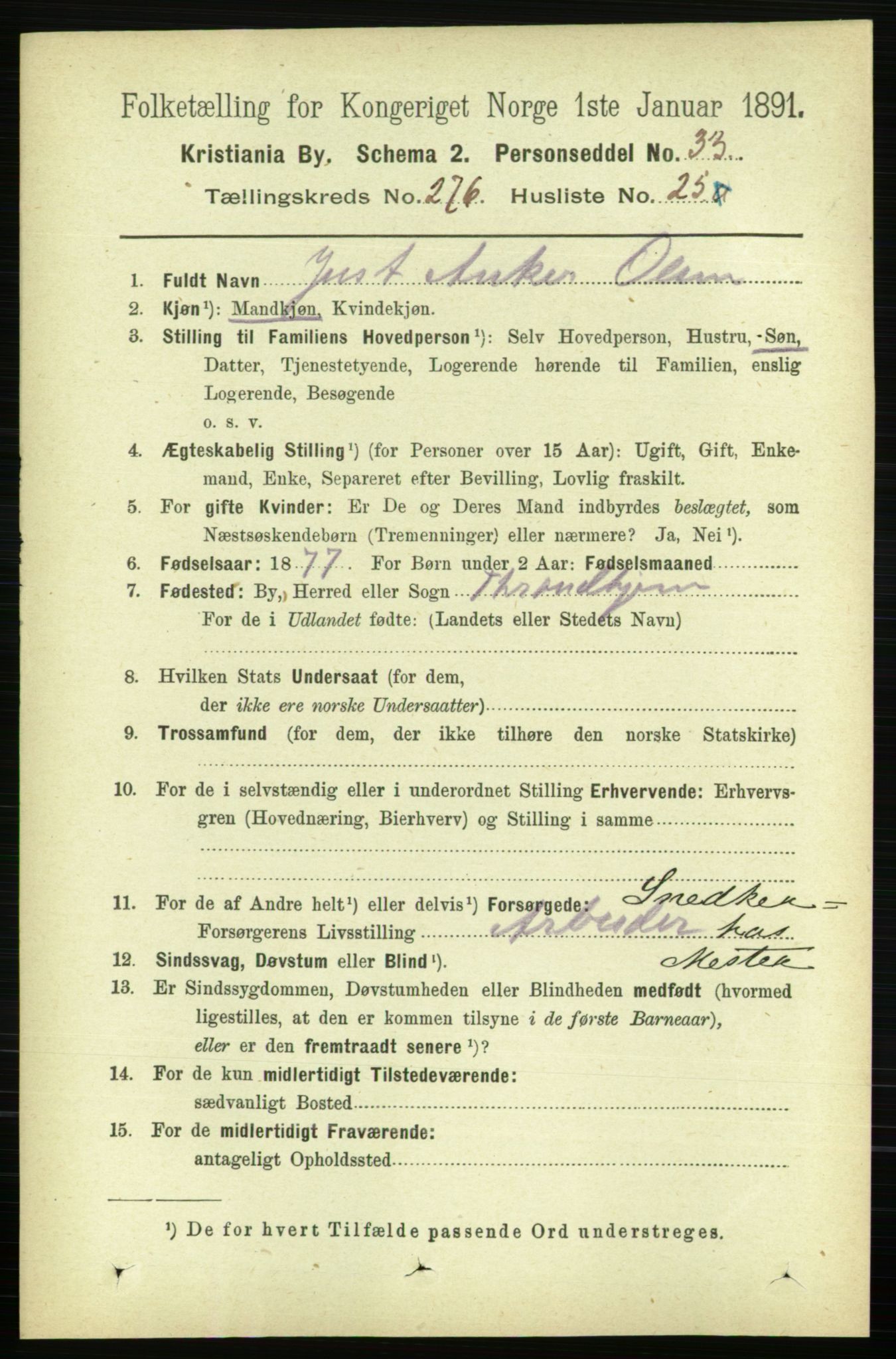 RA, 1891 census for 0301 Kristiania, 1891, p. 167948