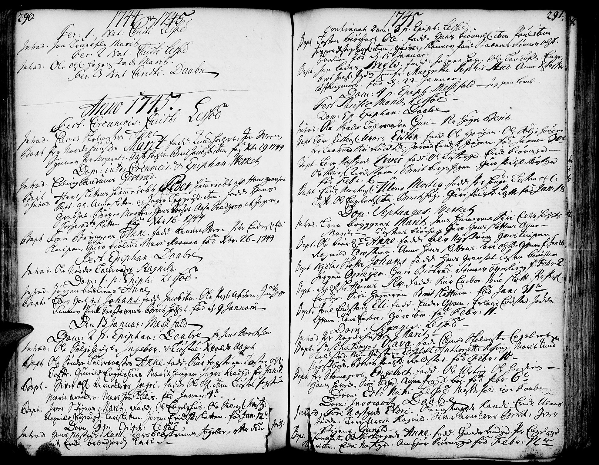 Lesja prestekontor, AV/SAH-PREST-068/H/Ha/Haa/L0002: Parish register (official) no. 2, 1732-1776, p. 290-291