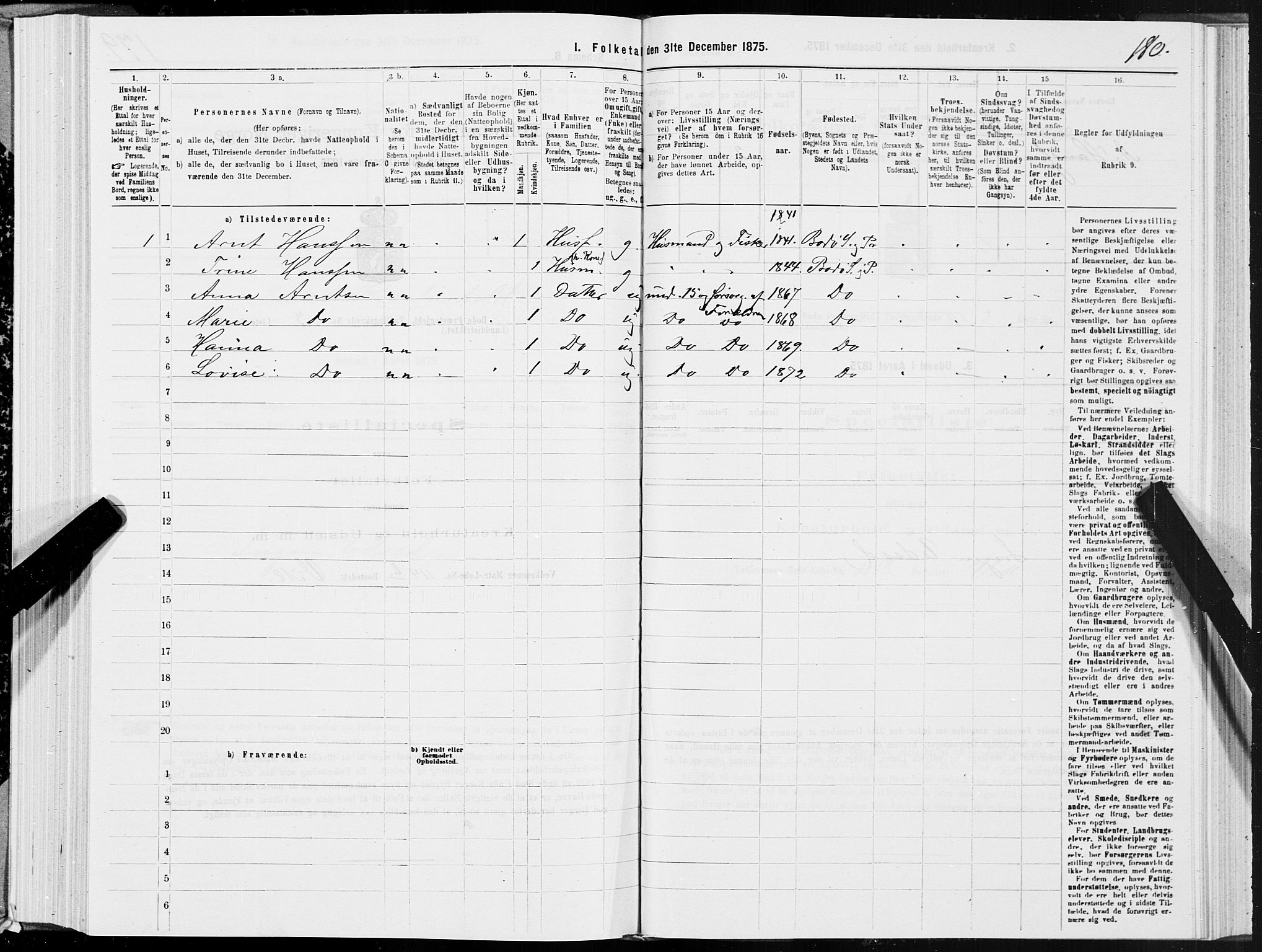 SAT, 1875 census for 1843L Bodø/Bodø, 1875, p. 2180