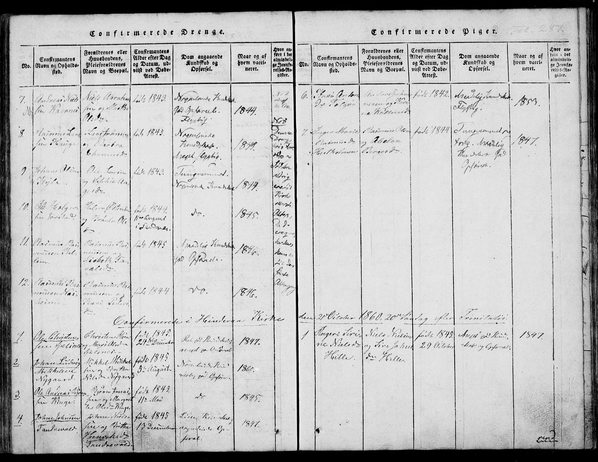 Nedstrand sokneprestkontor, AV/SAST-A-101841/01/IV: Parish register (official) no. A 7, 1816-1870, p. 287