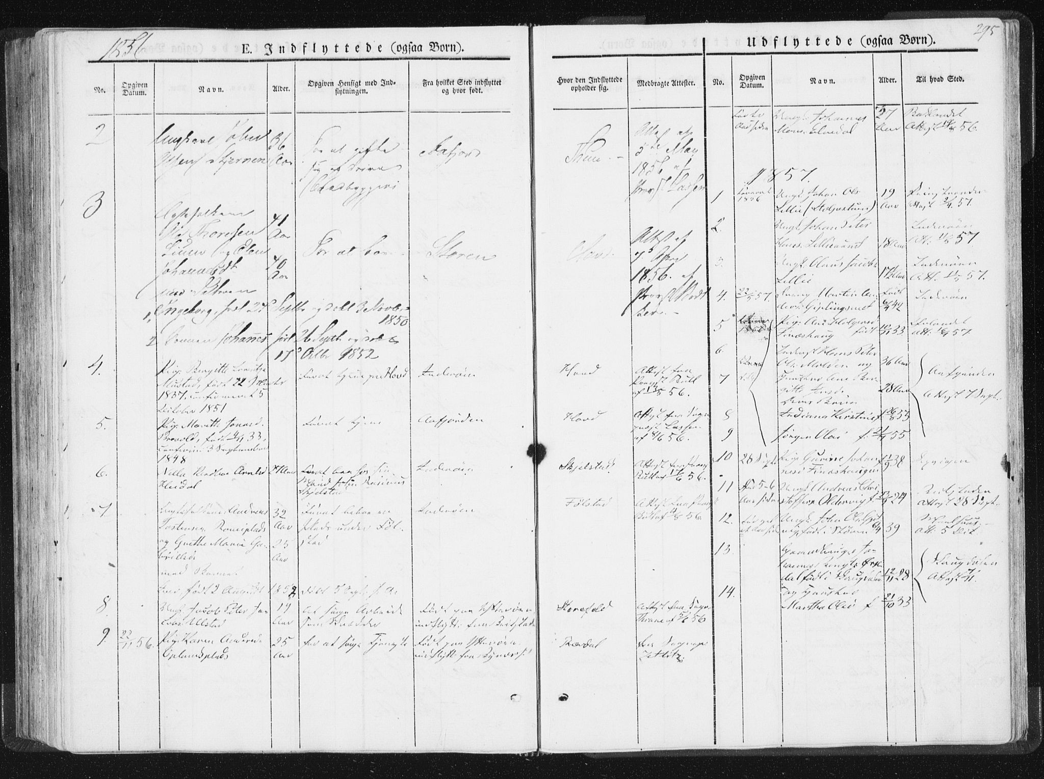 Ministerialprotokoller, klokkerbøker og fødselsregistre - Nord-Trøndelag, SAT/A-1458/744/L0418: Parish register (official) no. 744A02, 1843-1866, p. 295