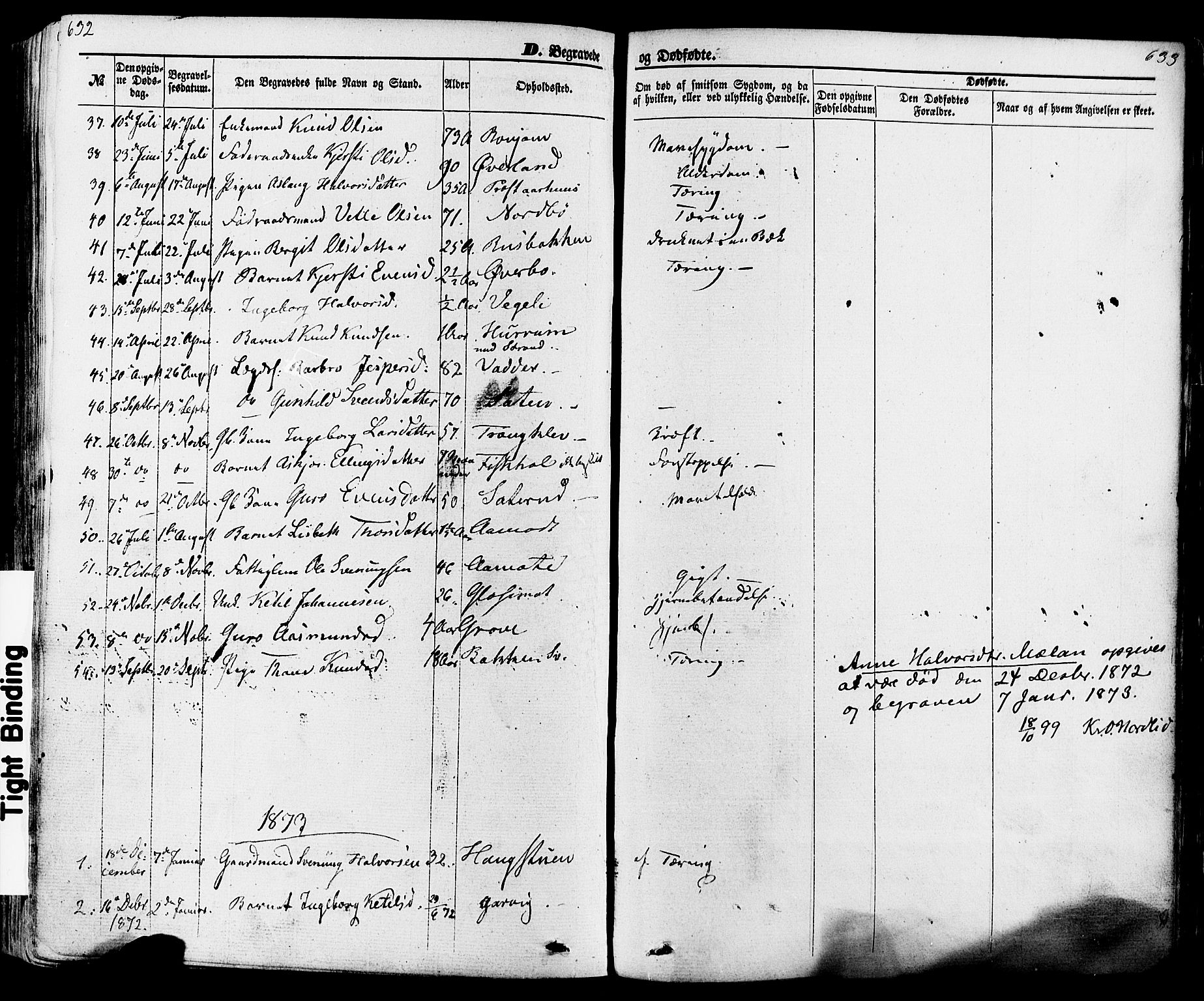 Seljord kirkebøker, SAKO/A-20/F/Fa/L0013: Parish register (official) no. I 13, 1866-1876, p. 632-633