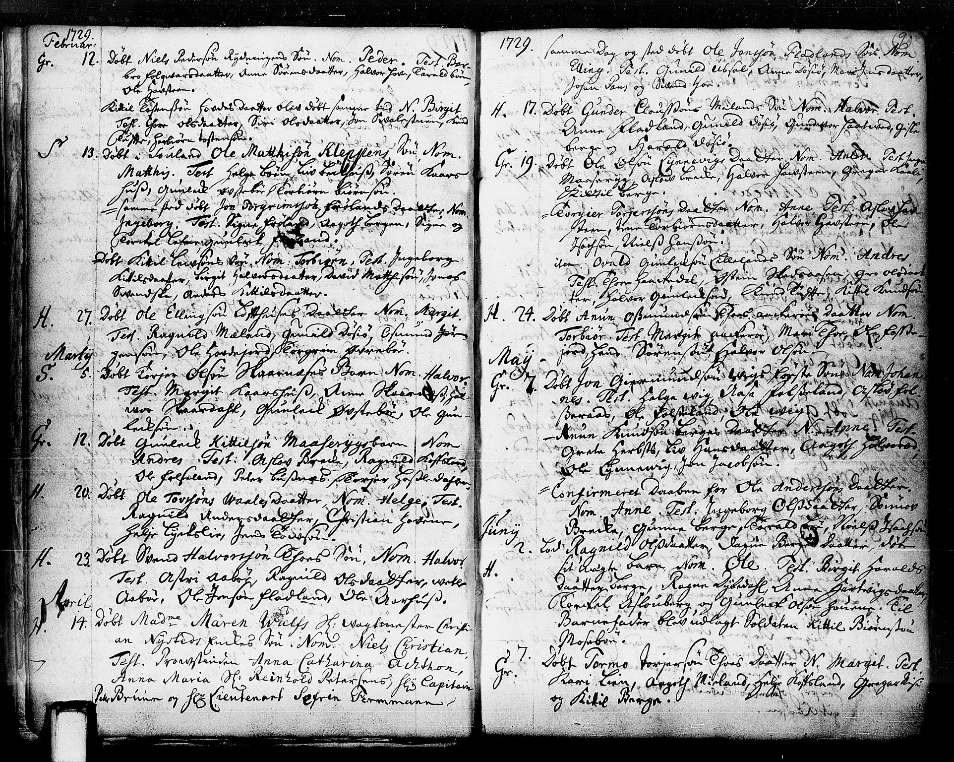 Hjartdal kirkebøker, SAKO/A-270/F/Fa/L0003: Parish register (official) no. I 3, 1727-1775, p. 9