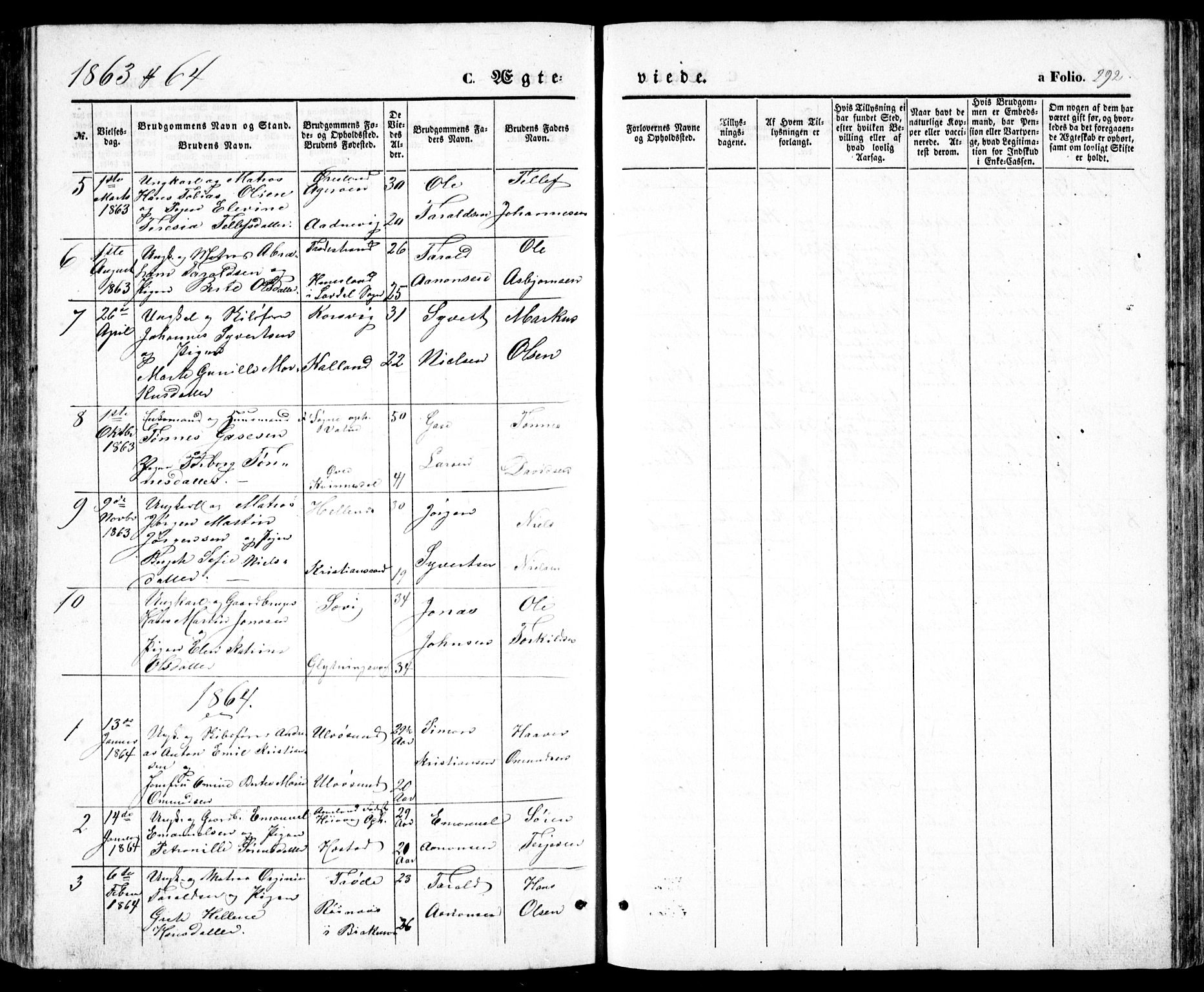 Høvåg sokneprestkontor, SAK/1111-0025/F/Fb/L0002: Parish register (copy) no. B 2, 1847-1869, p. 292