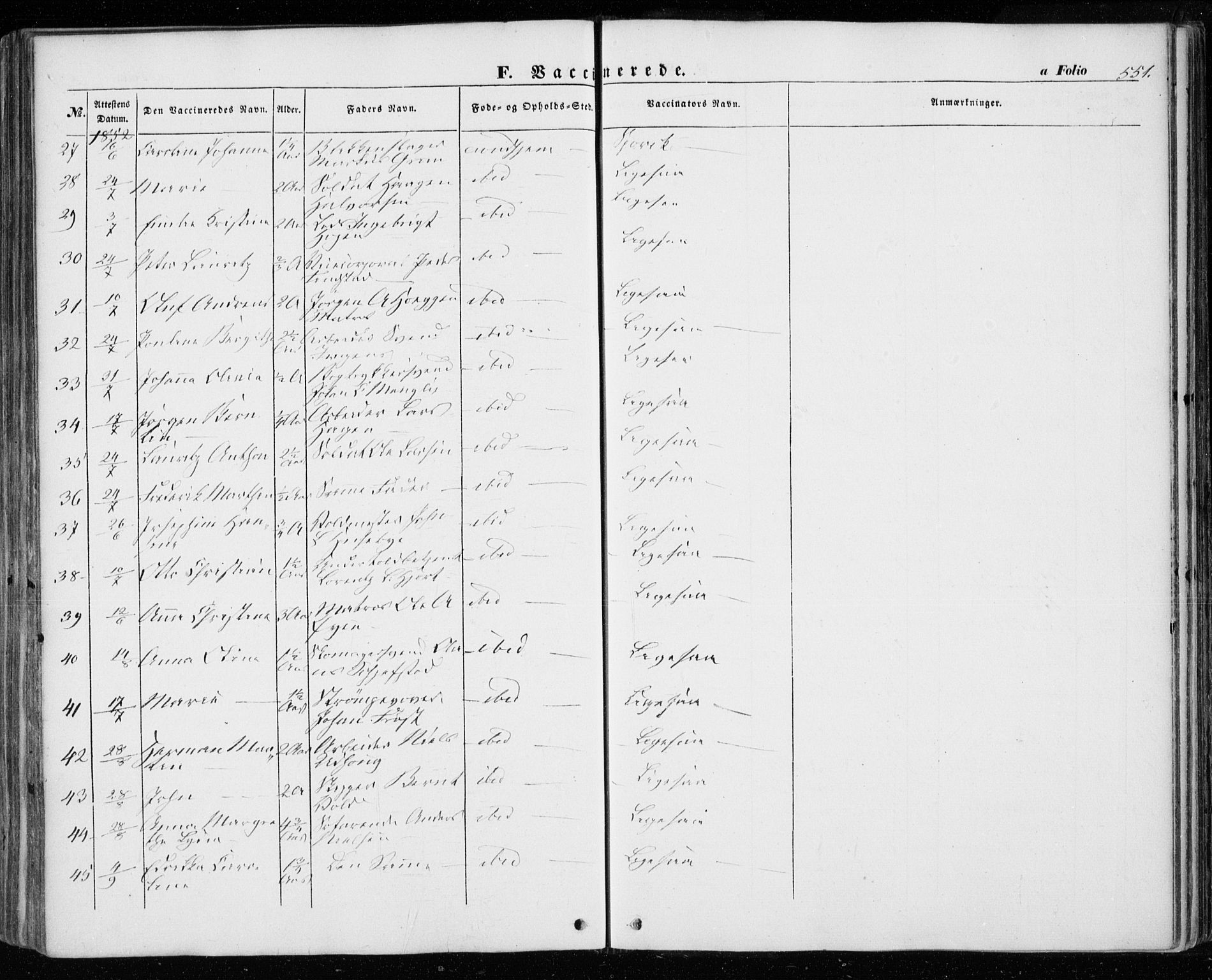 Ministerialprotokoller, klokkerbøker og fødselsregistre - Sør-Trøndelag, AV/SAT-A-1456/601/L0051: Parish register (official) no. 601A19, 1848-1857, p. 551