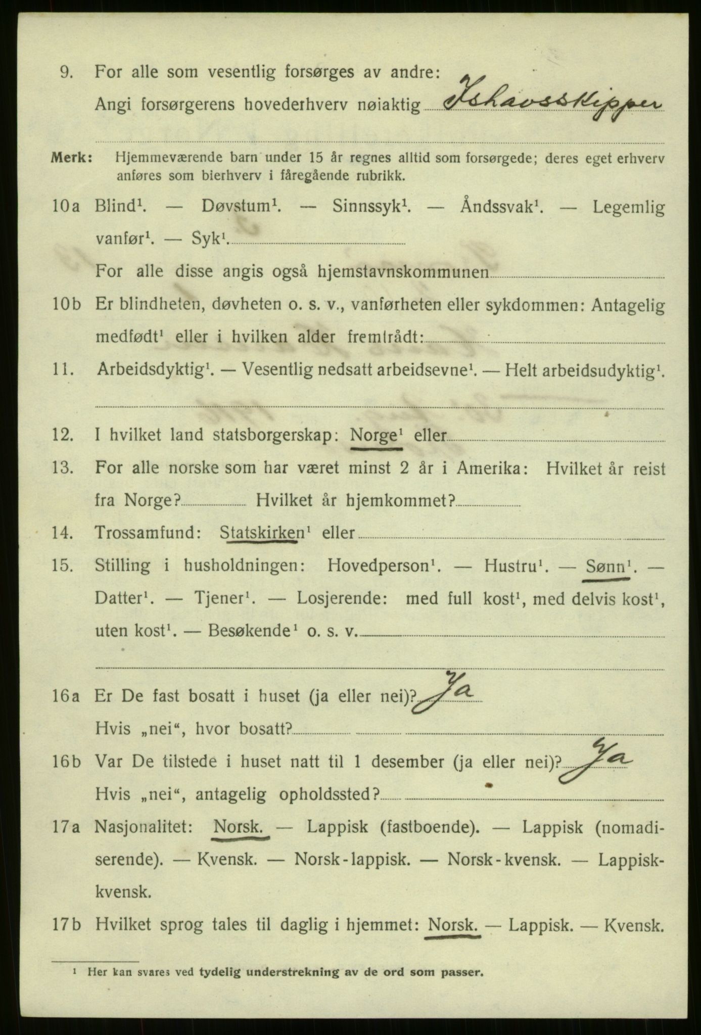 SATØ, 1920 census for Tromsø, 1920, p. 25138