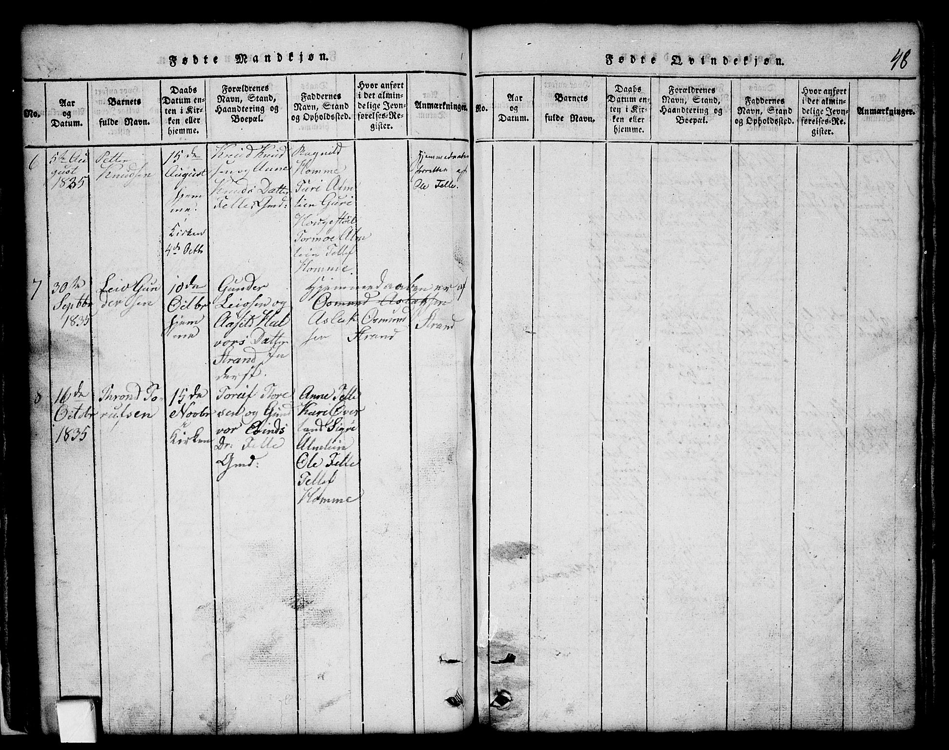 Nissedal kirkebøker, SAKO/A-288/G/Gb/L0001: Parish register (copy) no. II 1, 1814-1862, p. 48