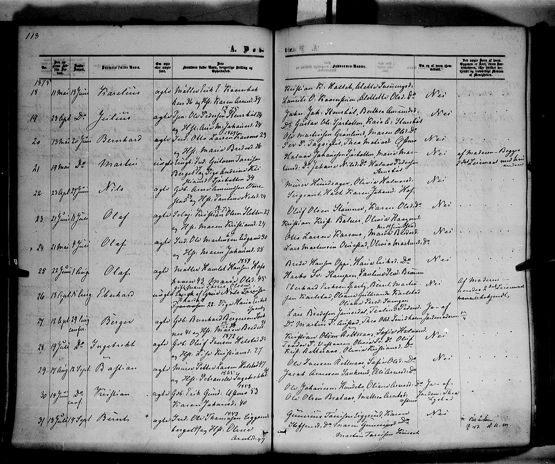 Hof prestekontor, AV/SAH-PREST-038/H/Ha/Haa/L0009: Parish register (official) no. 9, 1862-1877, p. 118