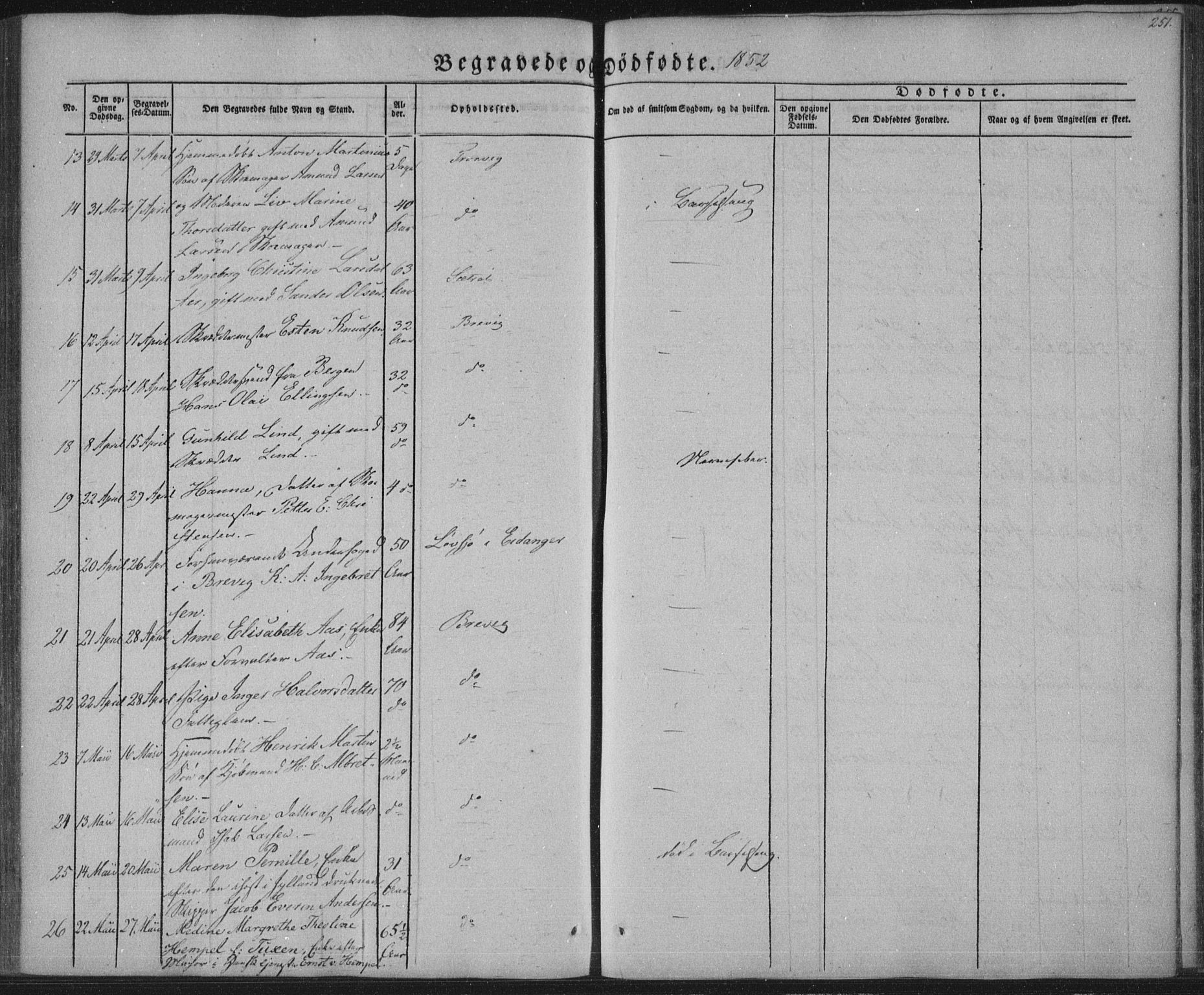 Brevik kirkebøker, AV/SAKO-A-255/F/Fa/L0005: Parish register (official) no. 5, 1847-1865, p. 251