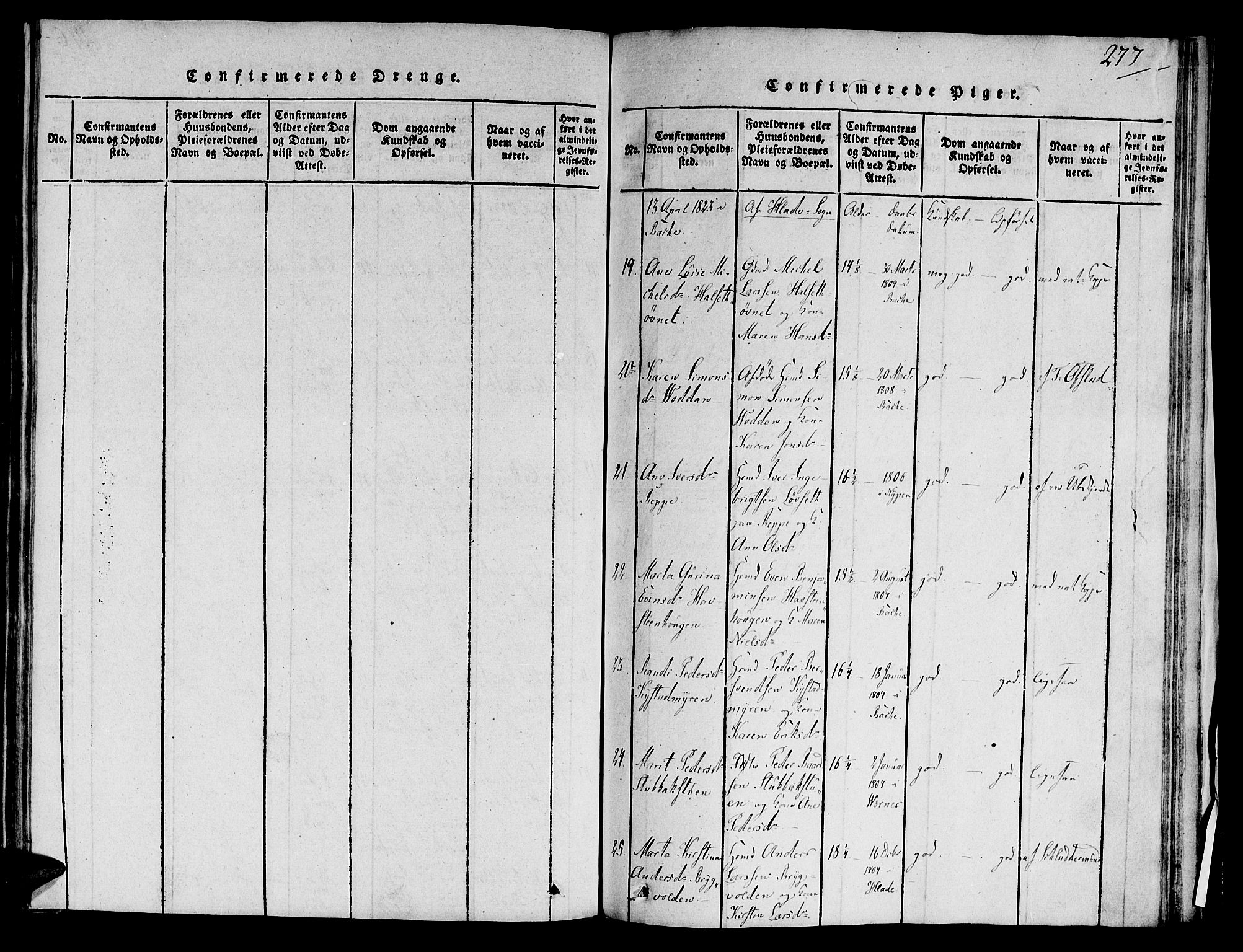 Ministerialprotokoller, klokkerbøker og fødselsregistre - Sør-Trøndelag, AV/SAT-A-1456/606/L0283: Parish register (official) no. 606A03 /1, 1818-1823, p. 277